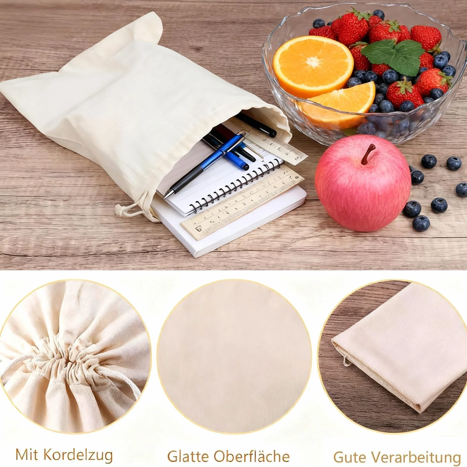 Sachets en Coton 15x20cm avec Cordon, 12 Pièces pour Calendrier de l'Avent, Lavande, DIY, Emballage Cadeau
