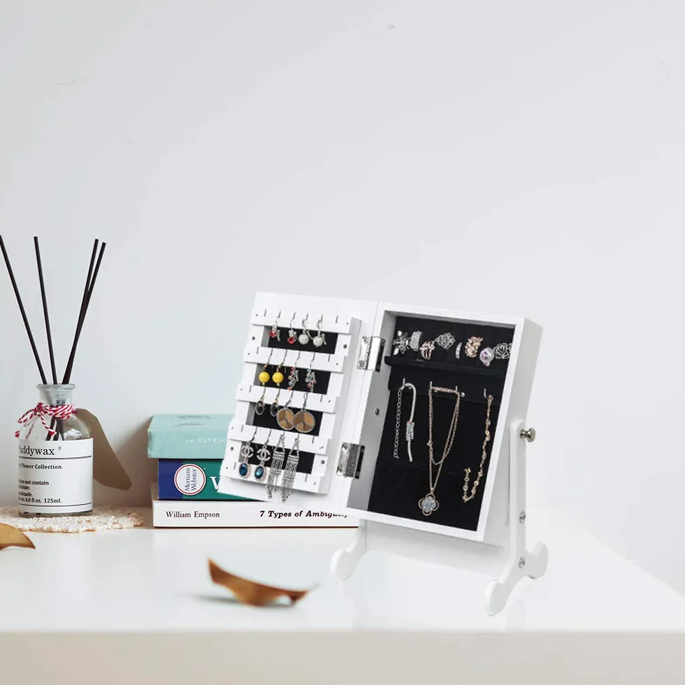 Alightup Armoire à Bijoux avec Miroir, Organisateur sur Pieds Verrouillable Blanc