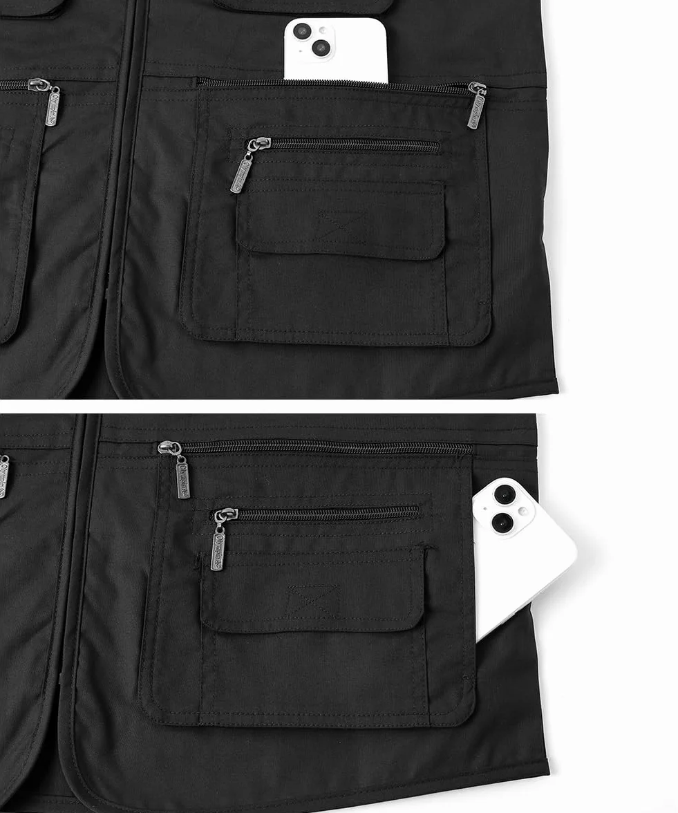 Gilet de Pêche Homme Léger Respirant Sans Manche avec Multi-Poche pour Pêche Camping Photographie Voyage