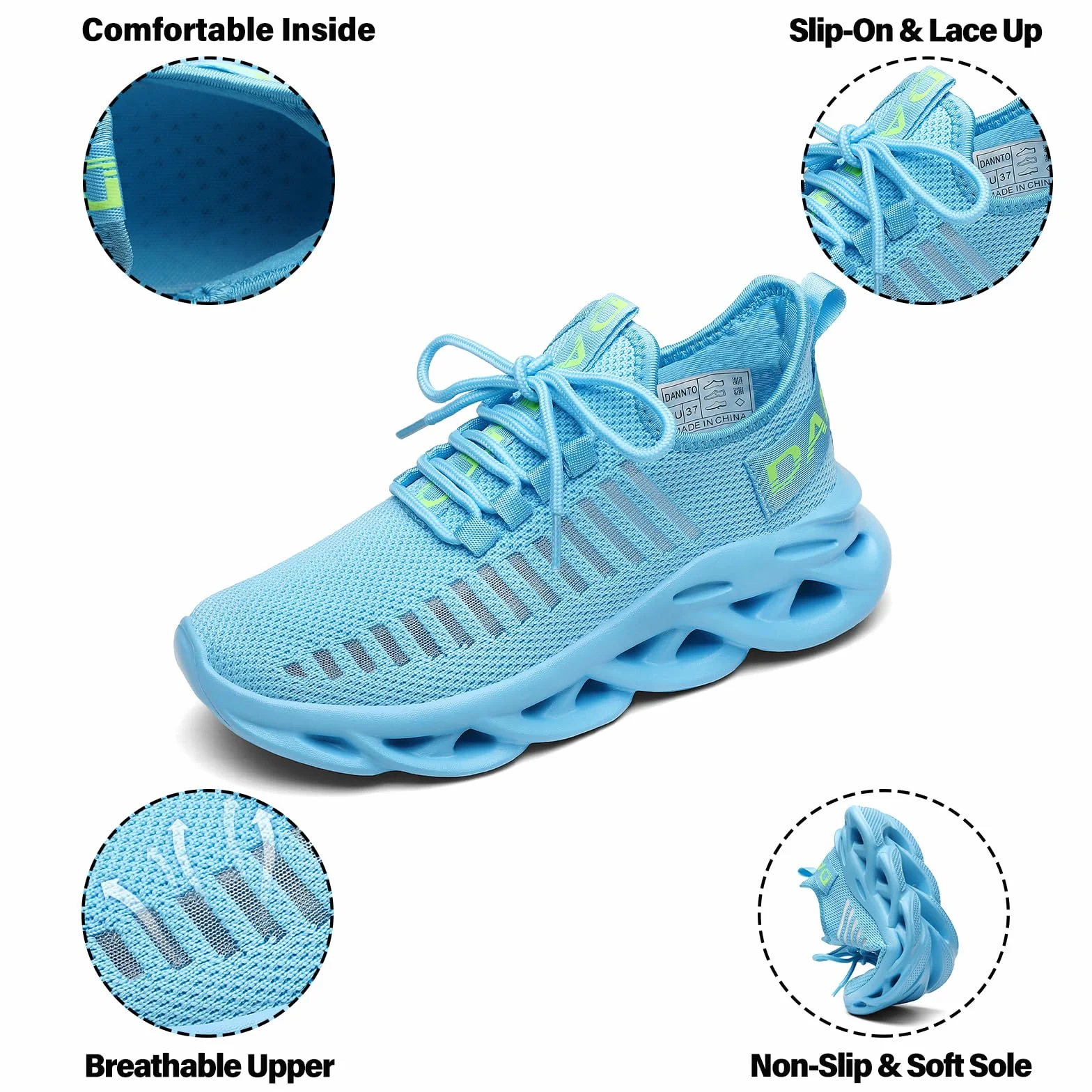Dannto Chaussures de Sport Running Basket Homme Femme Course Fitness Tennis Gym Respirantes Sneakers Casual Multicolore Légères