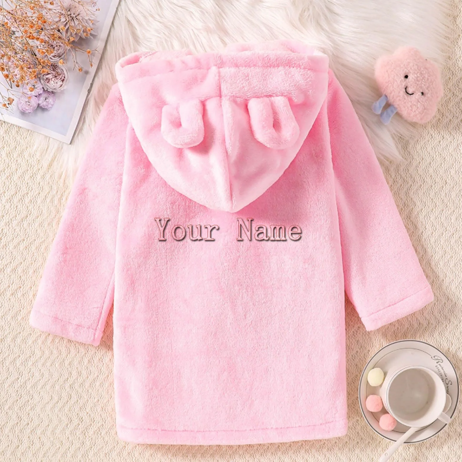 Peignoir bébé personnalisé doux moelleux brodé prénom garçons filles automne hiver