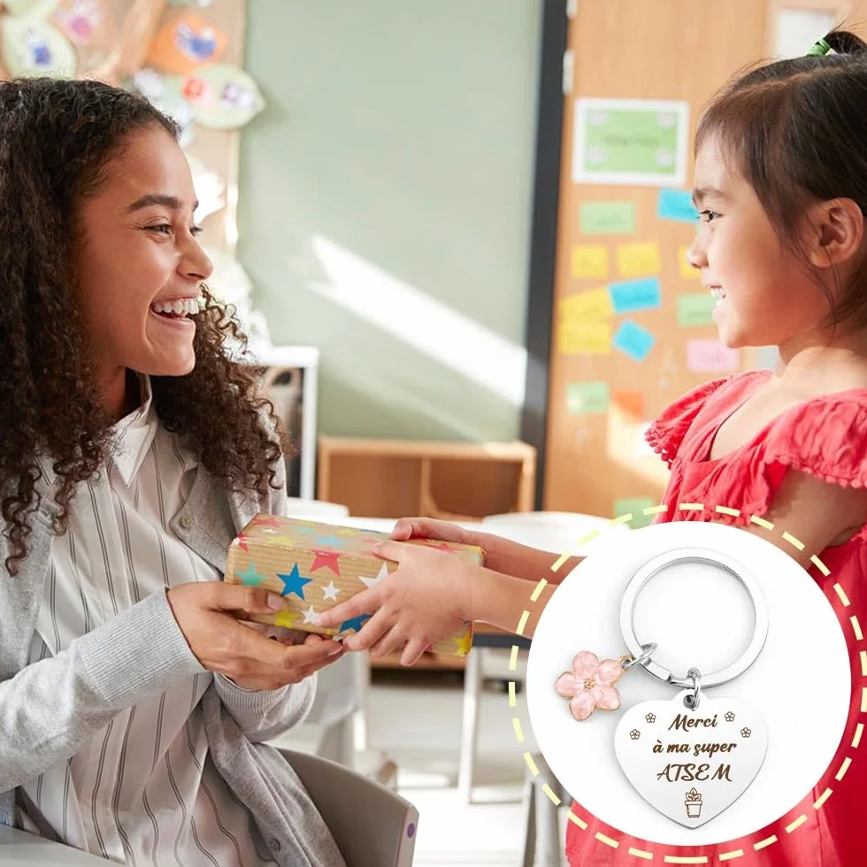 Porte Clef Cadeau Professeur Fin d'Année Maitresse Atsem Directrice École Assistante Maternelle