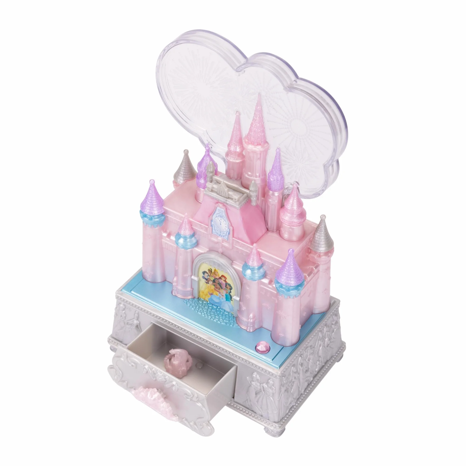Disney Princesses Boîte à Bijoux Musicale Lumineuse Château de Cendrillon Disney 100éme Anniversaire Jouet sons lumière
