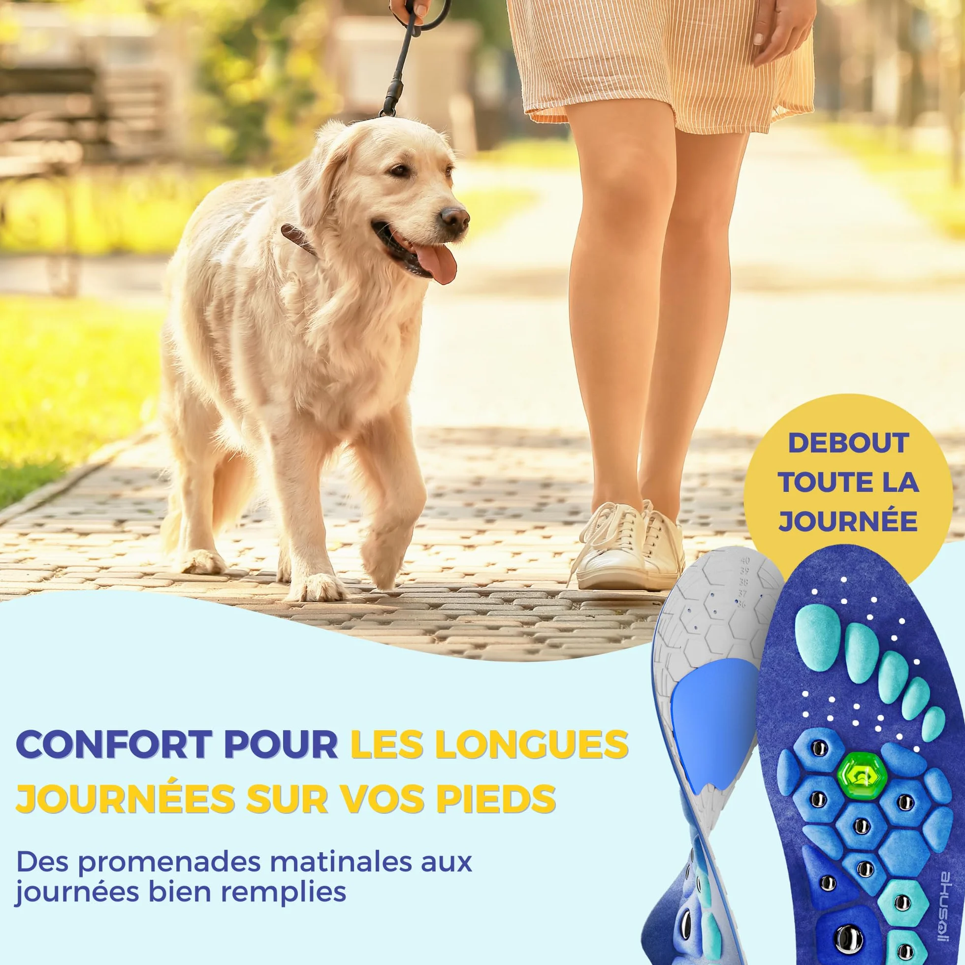 Akusoli Semelles Magnétiques de Soutien Voûte Pieds Plats EU36-41.5