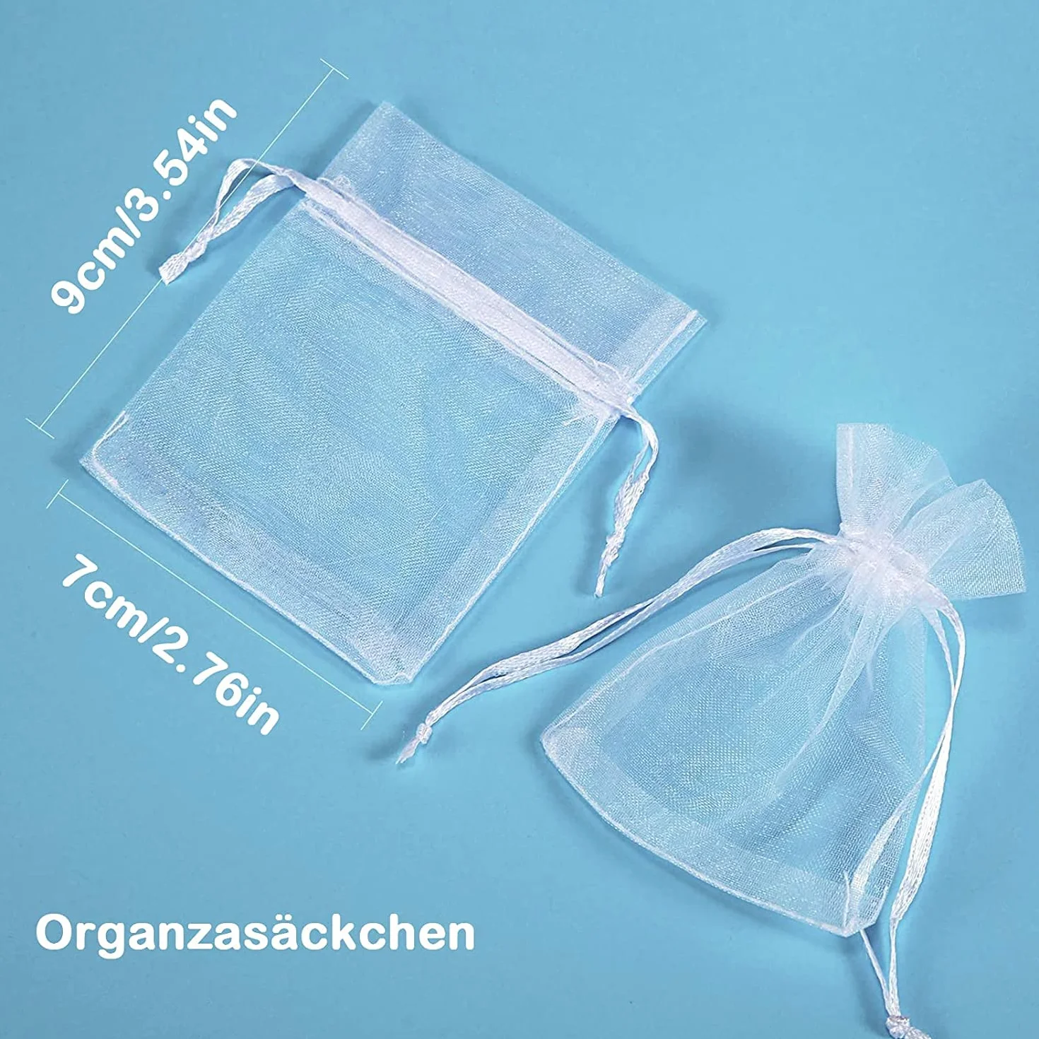 Lot de 50 sachets en organza blanc 7 x 9 cm pochette cadeau mariage
