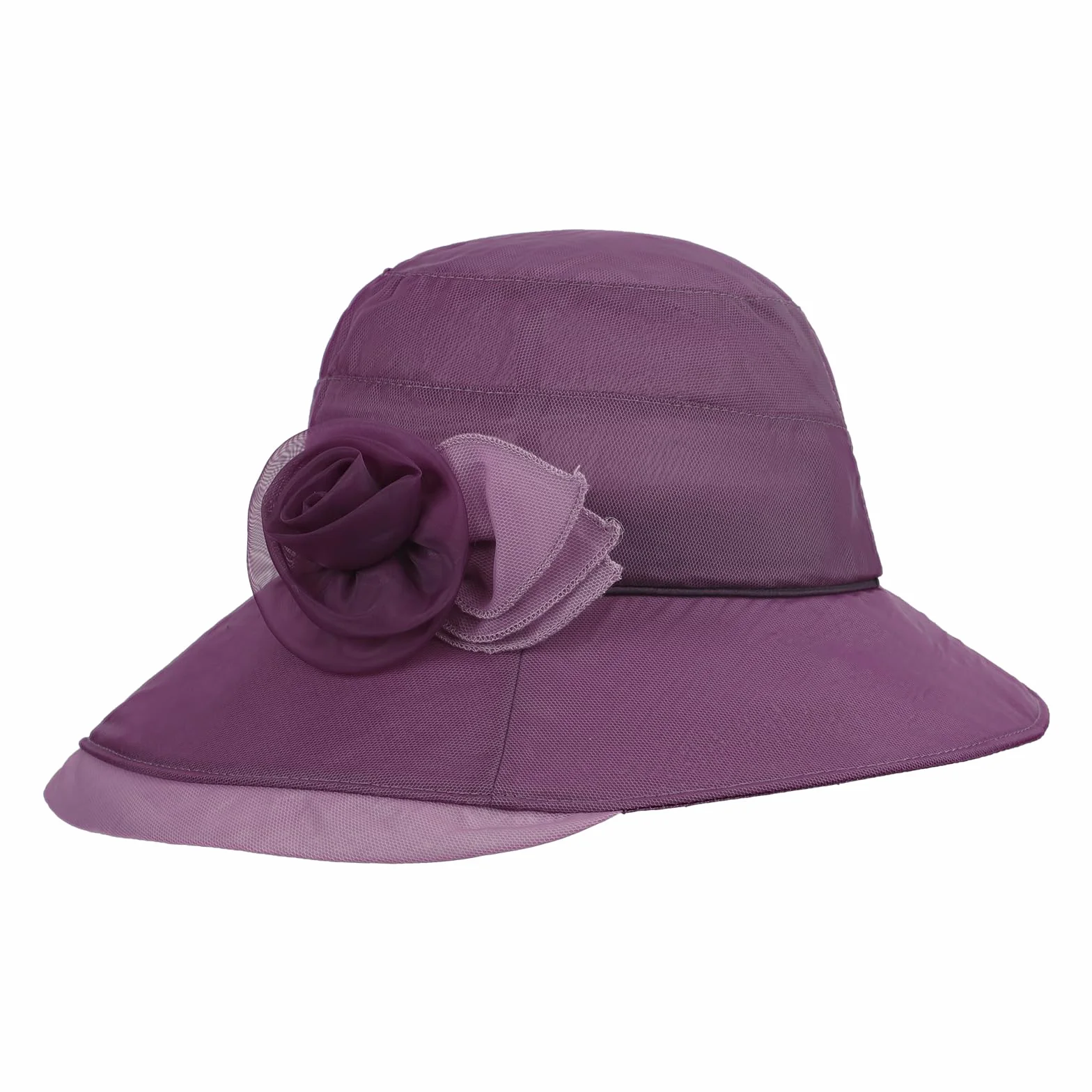 Chapeau de Melon en Organza pour Femme Casquette été Pliable Maille Chapeau de Soleil Respirant Large Bord Dame