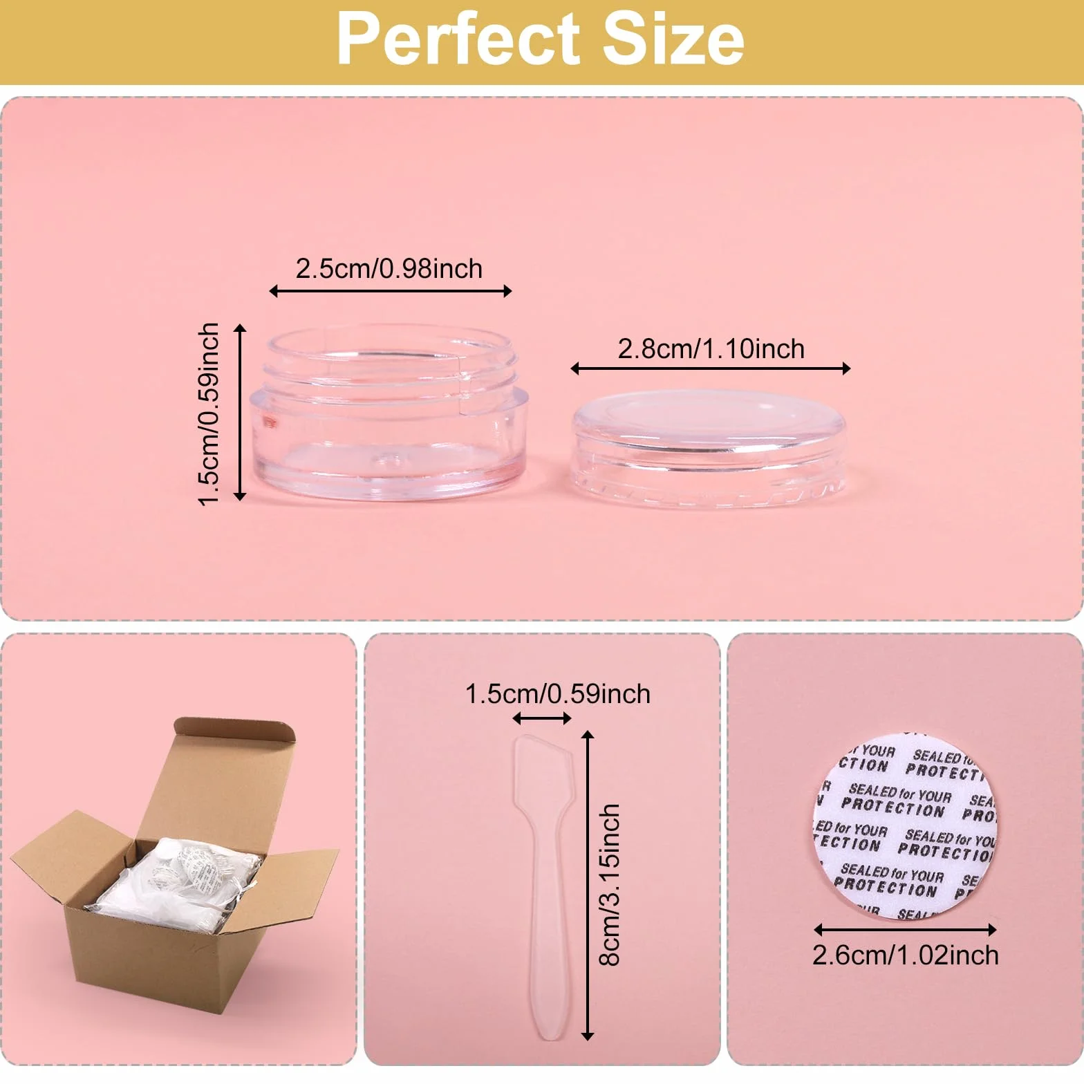 Contenants cosmétiques plastiques vides 100 pièces avec films sensibles pression mini-spatule voyage