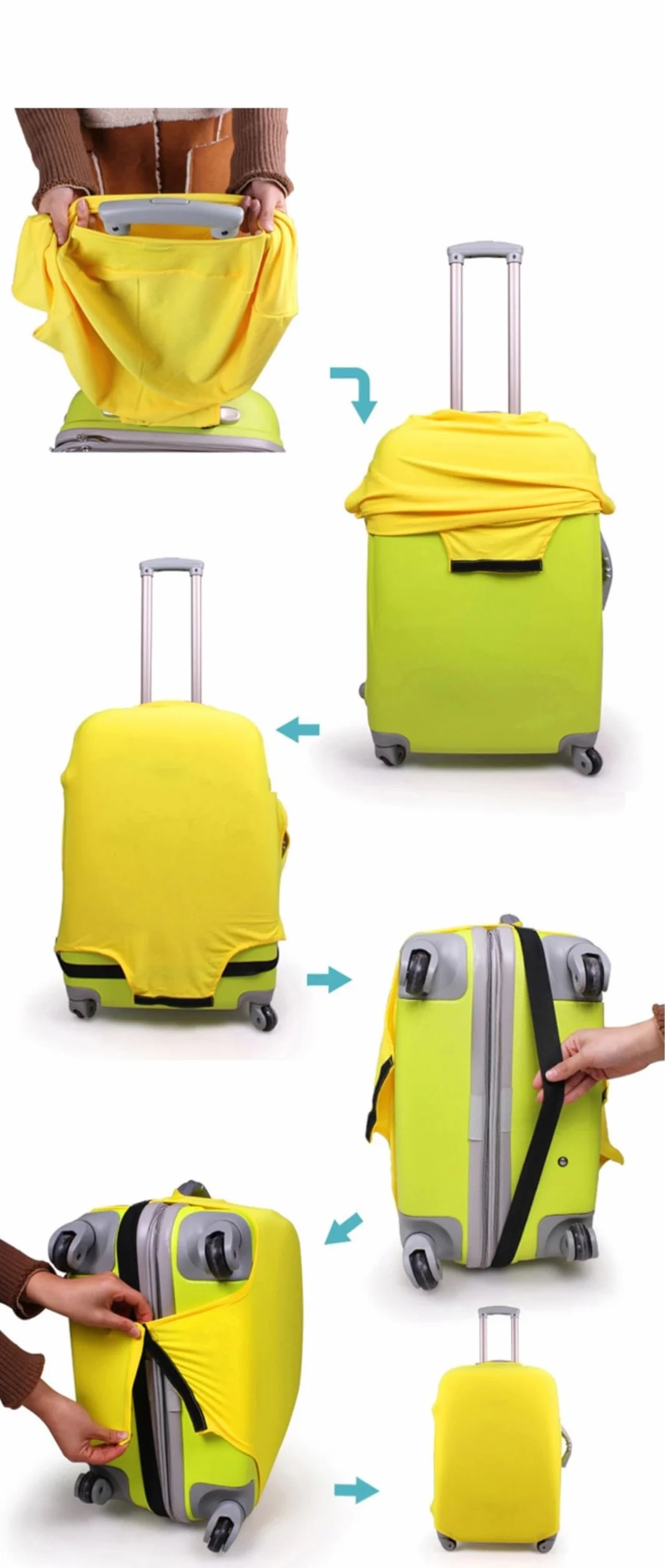 Elastique Housse Protection Valise pour Bagages 26-28 inch Gris