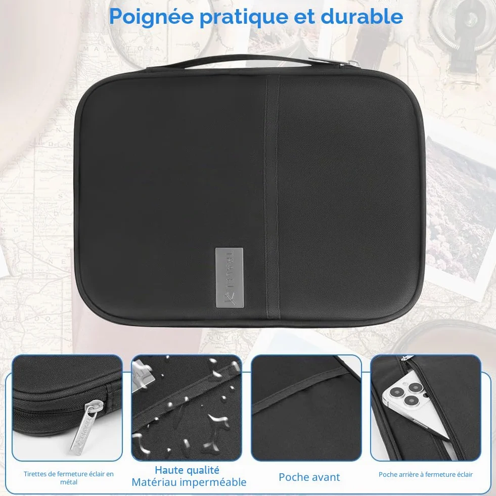 Aucuu Portefeuille Passeport Familial Étanche Organisateur de Voyage pour Passeports, Cash, Cartes d'ID