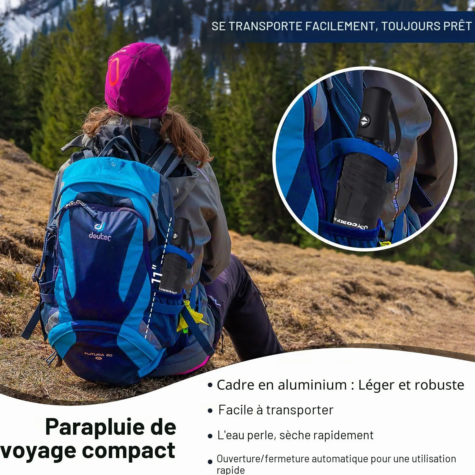 SY COMPACT Parapluie coupe-vent automatique léger incassable