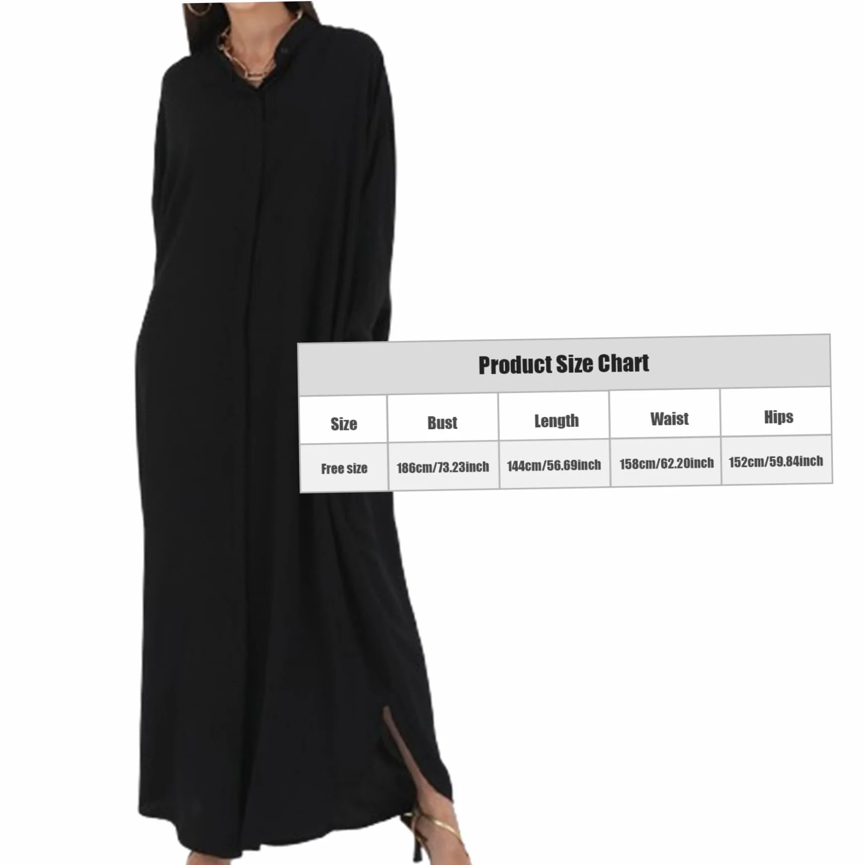 Jilbab pour Femmes, Robe de Prière Musulmane à Manches Longues, Ample 56.7 Pouces
