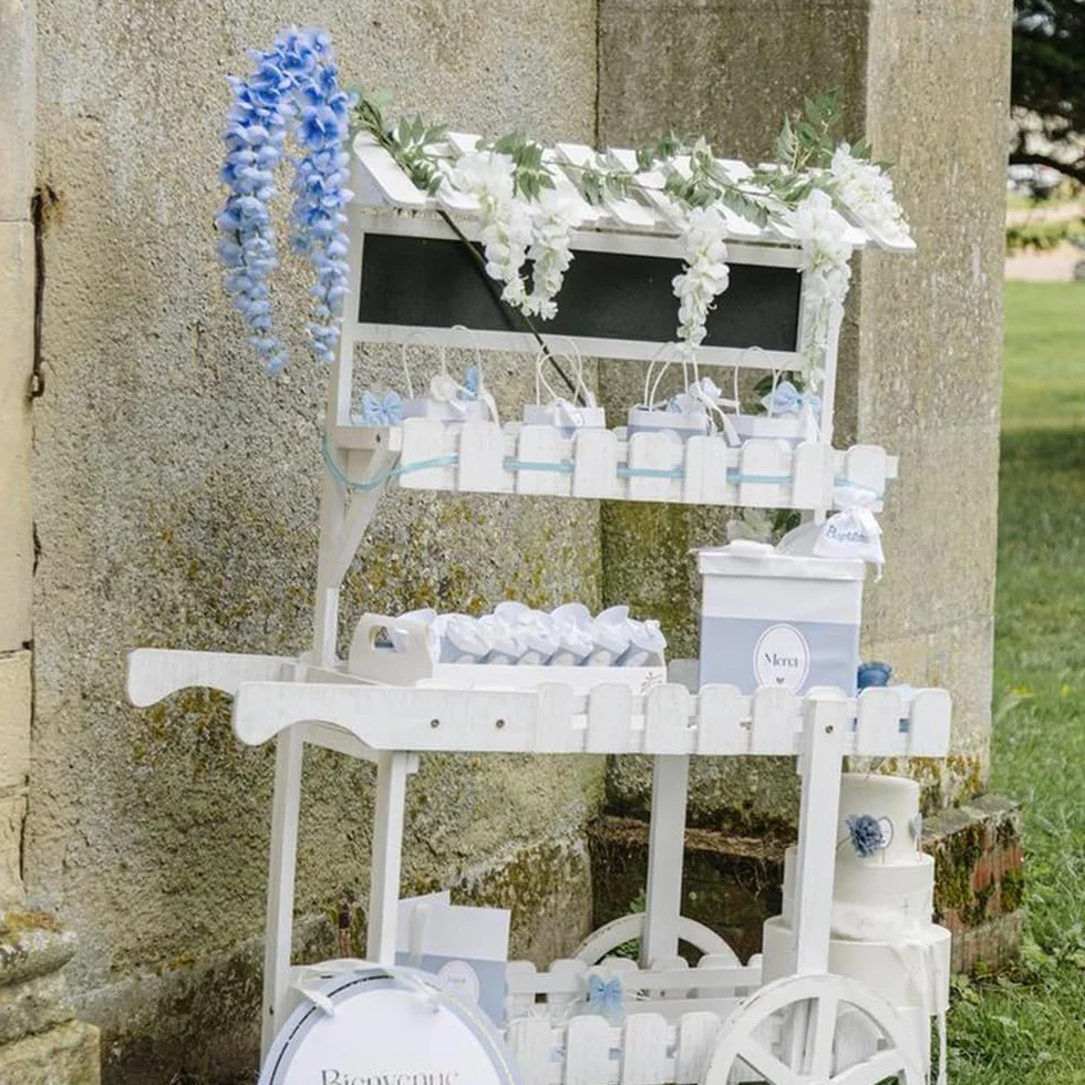 URNE Carton Merci BAPTÊME 21X25CM Bleu Orage