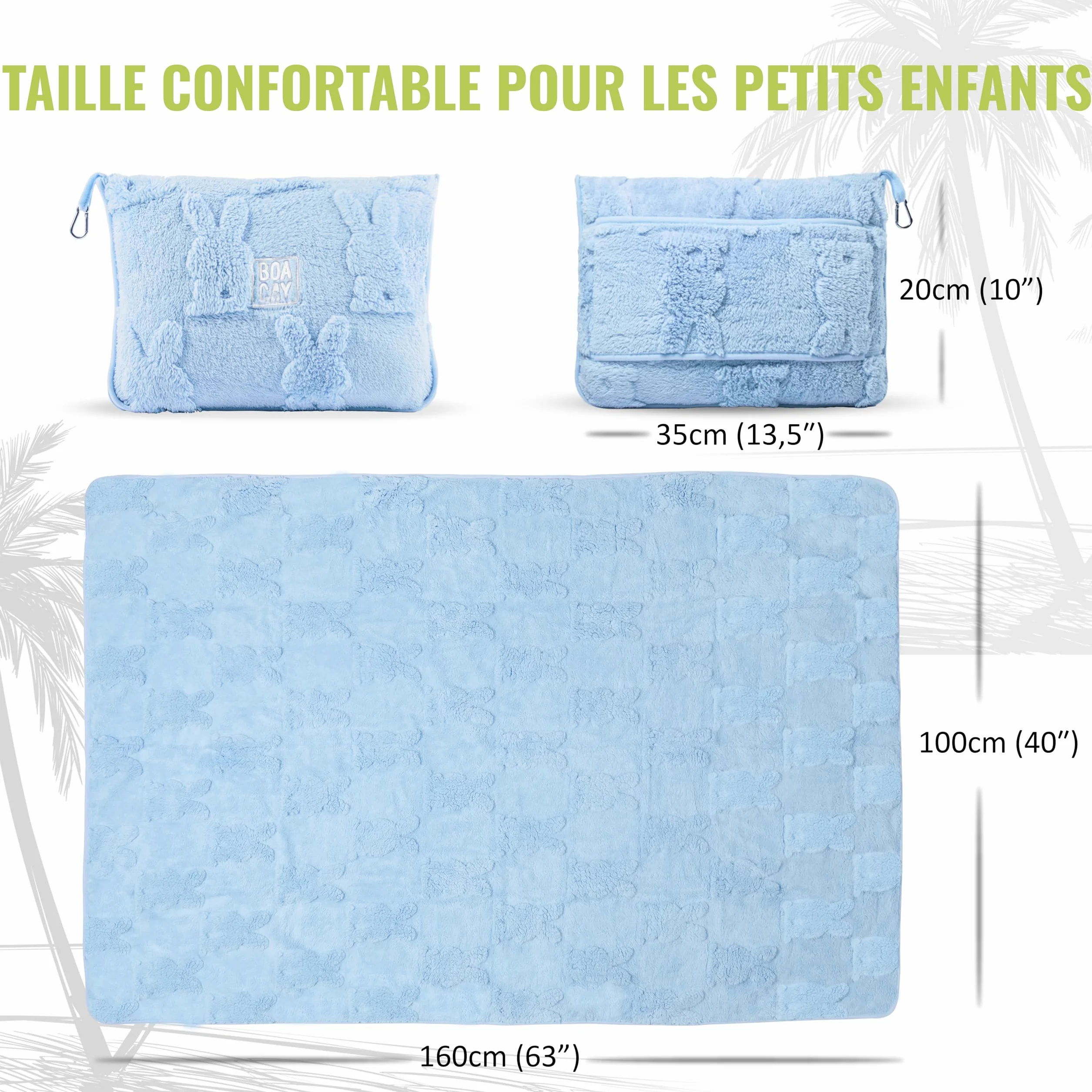Couverture de Voyage pour Tout-Petit pour Avion Voiture avec Oreiller et Pince de Sac à Dos