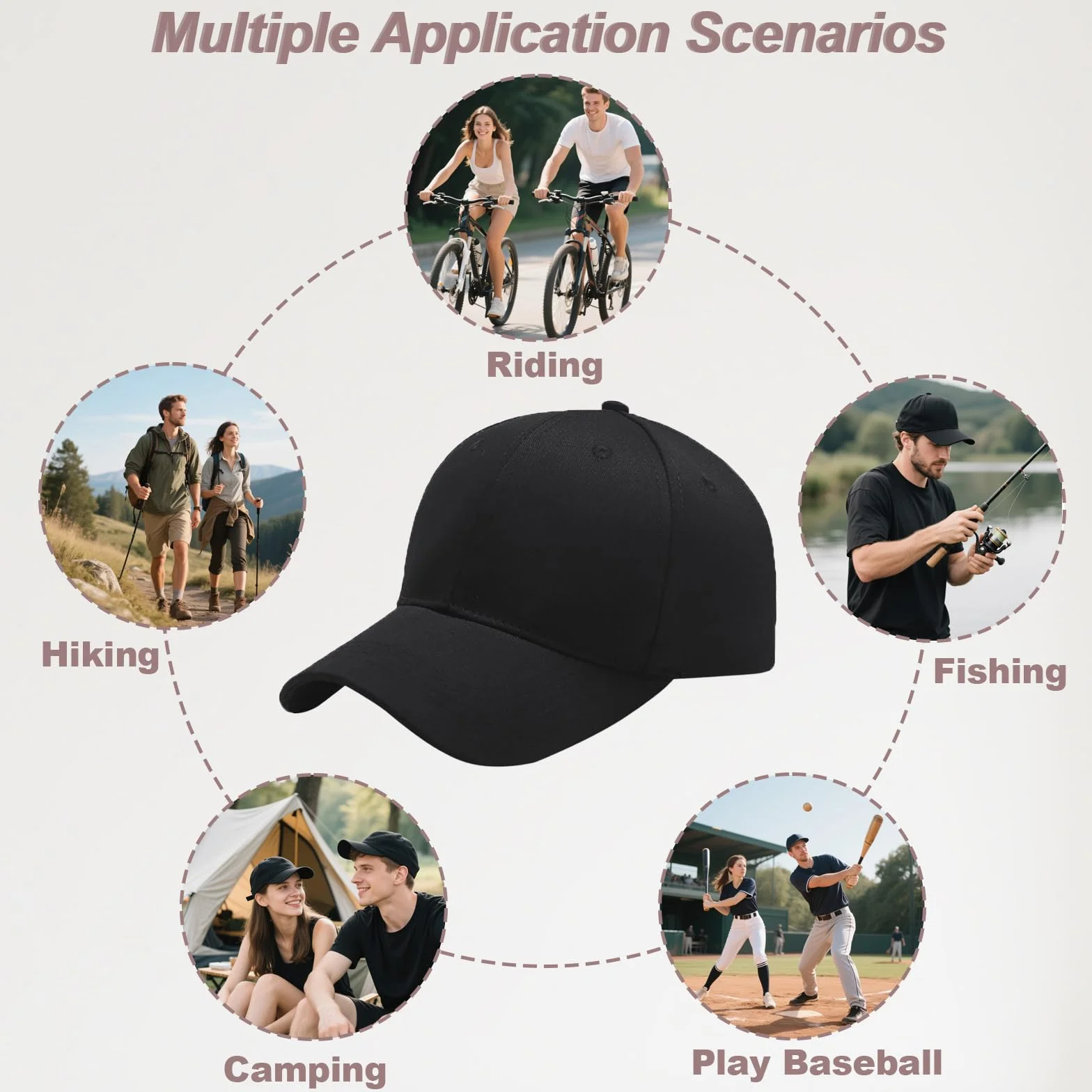 Casquette de Baseball Coton Anti-Soleil Réglable pour Homme Femme, Chapeau Sport Extérieur