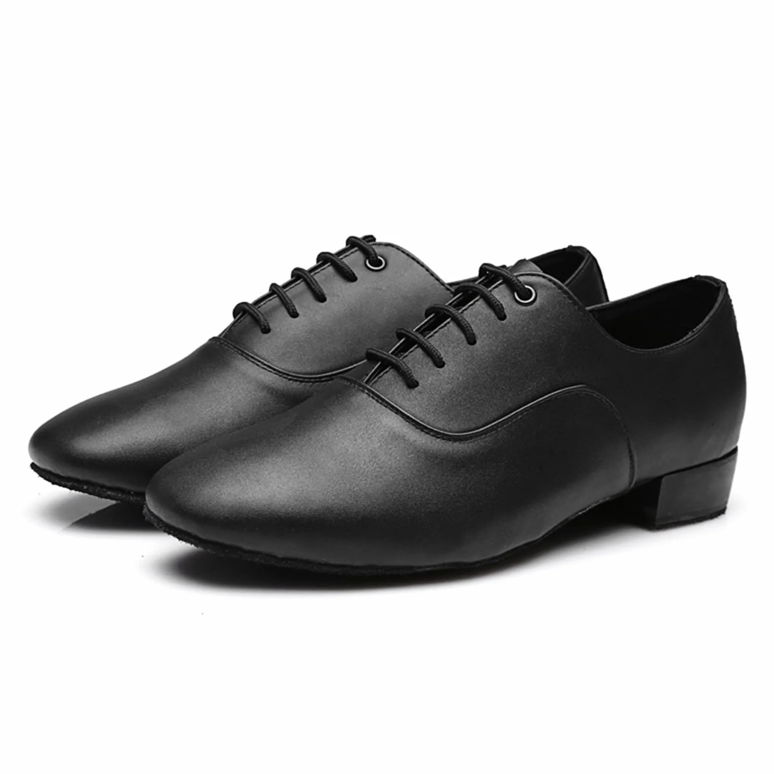 Chaussures Danse Hommes Cuir Oxford Latines Fond Souple Lacets Talon Bas