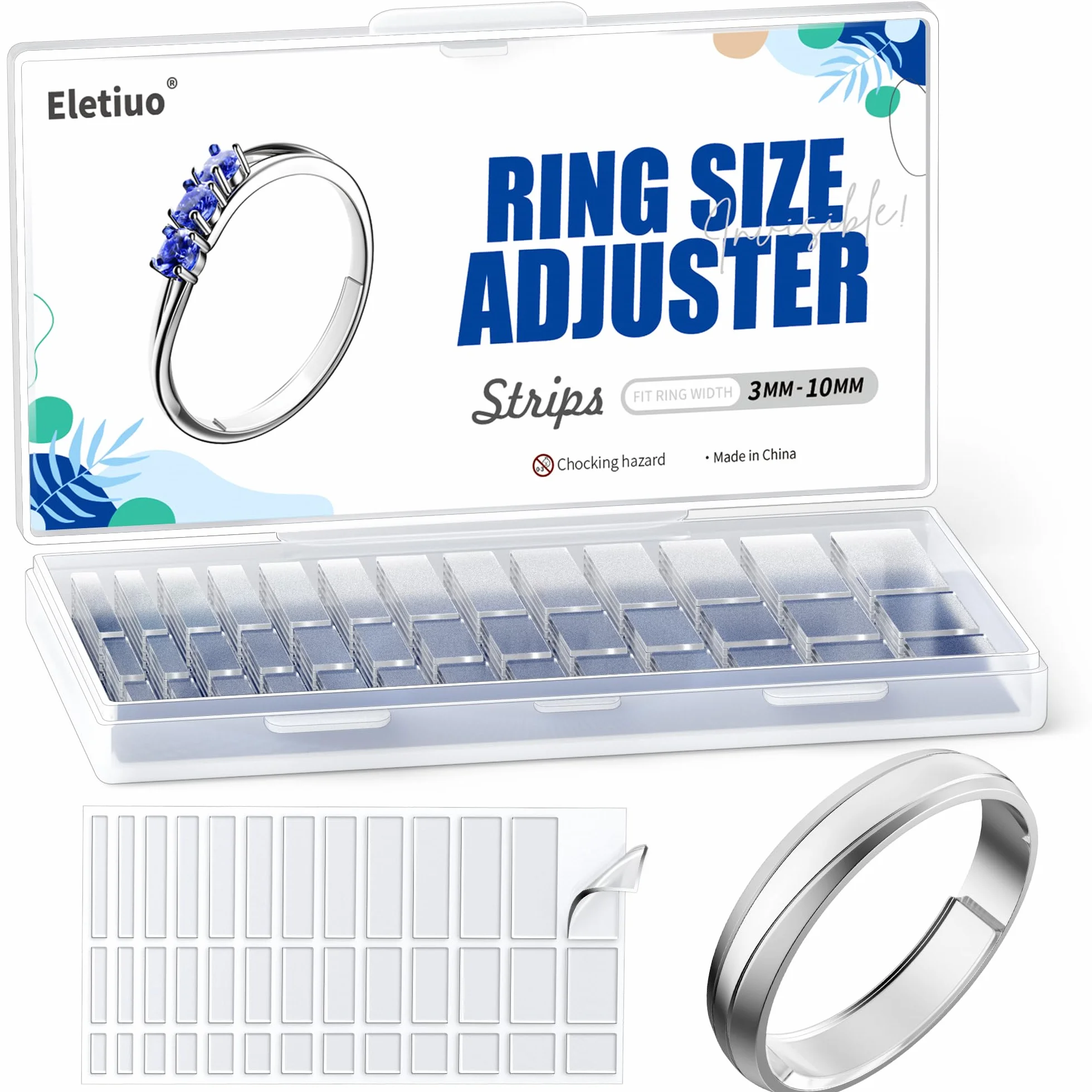 Ajusteur de taille de bague - Réducteur invisible pour bagues larges - 6 feuilles/234 pièces (transparent)