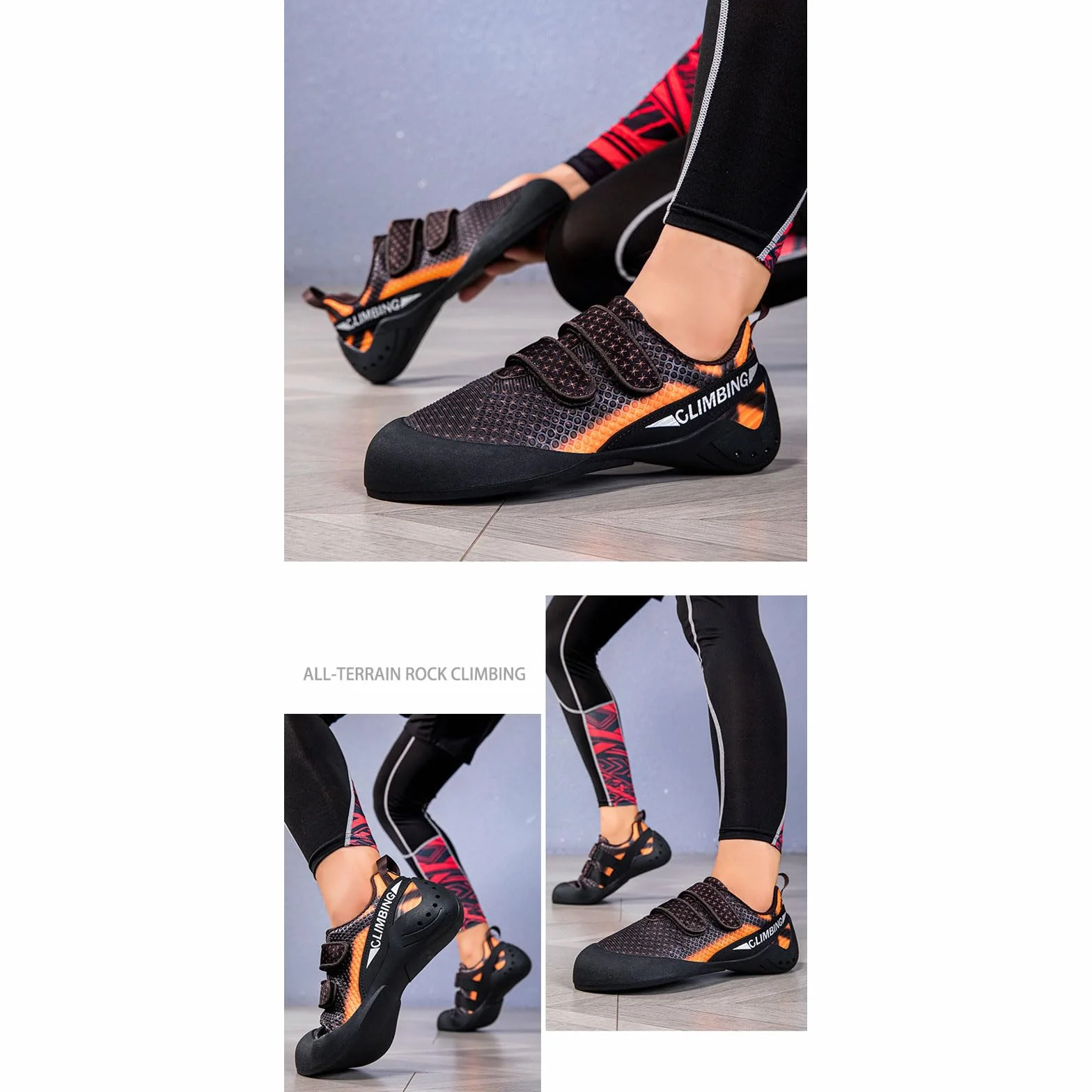 Chaussures d'escalade Homme Femme Enfants, Chaussons d'escalade en salle antidérapants