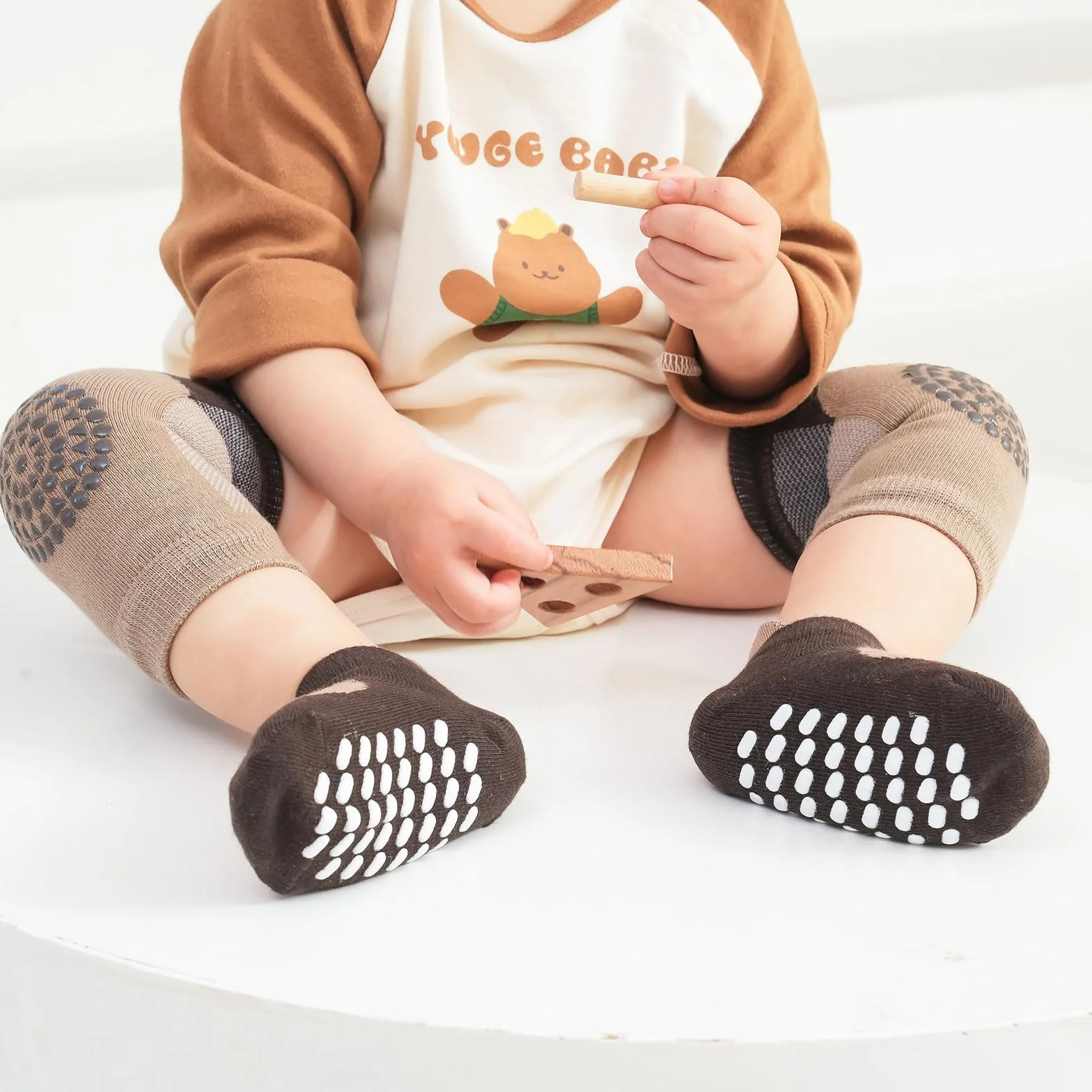 Genouillères et chaussettes pour bébé, ensemble rampant 0-12 mois, 3 paires