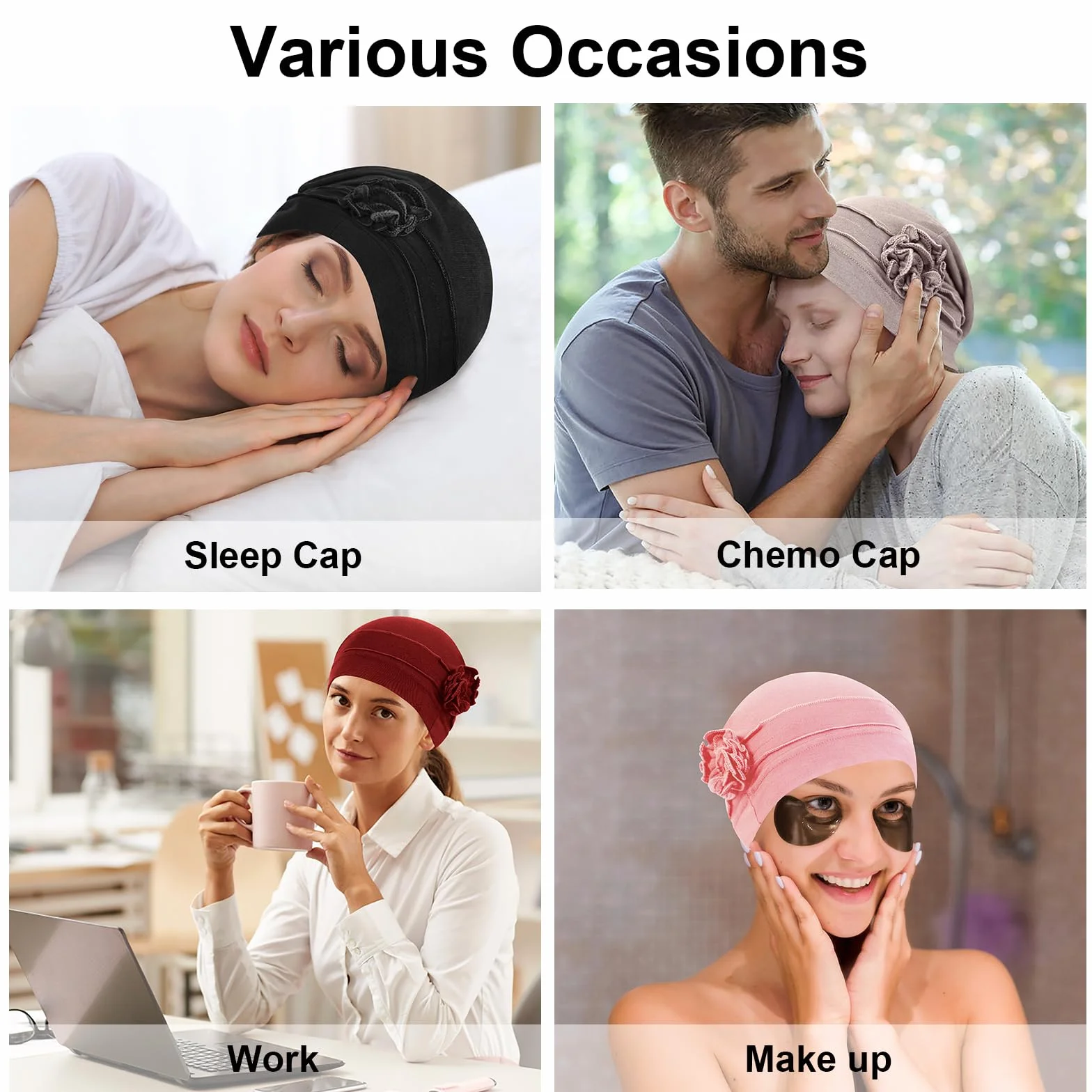 Turban Femme Cancer Musulmanes Bonnet Chimiothérapie Stretch Chapeaux Nuit Chimio
