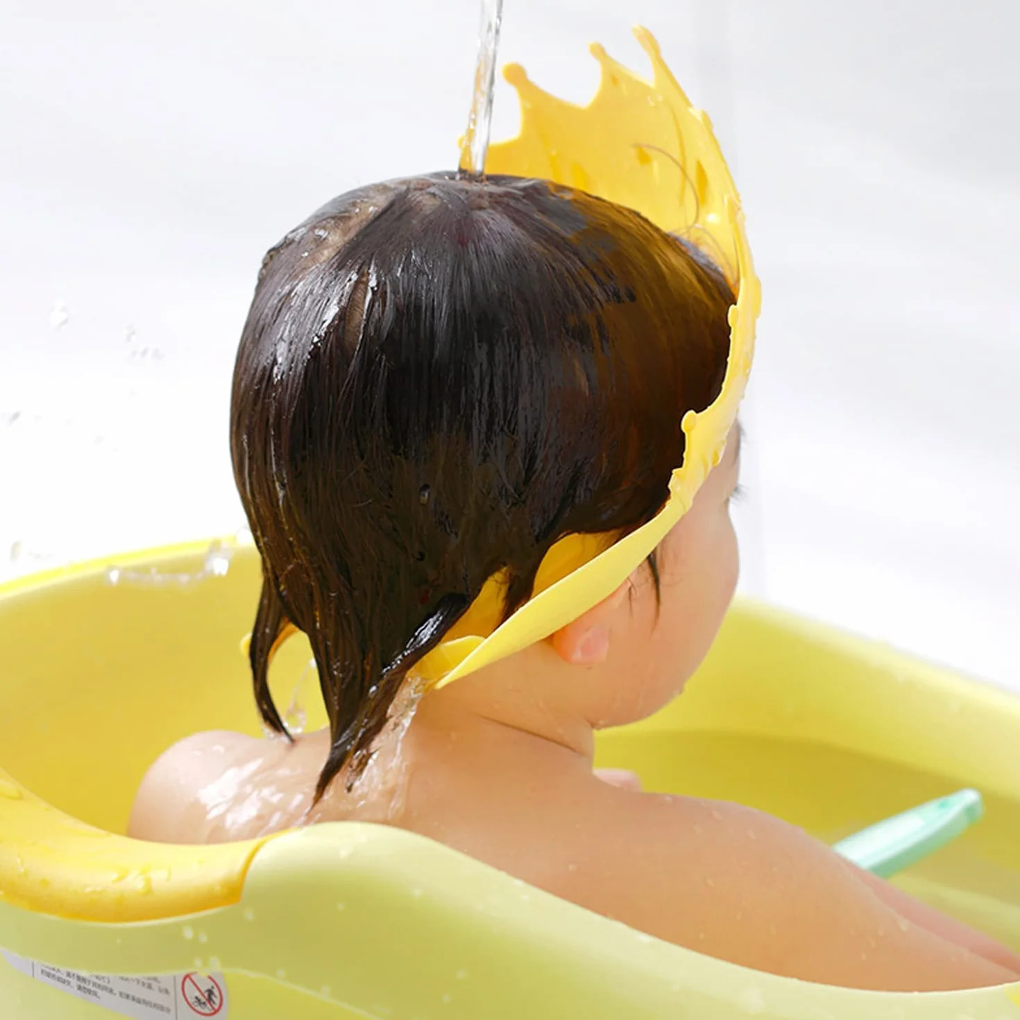 LATRAT Bonnet de bain réglable pour enfants avec protection des yeux et des oreilles, jaune