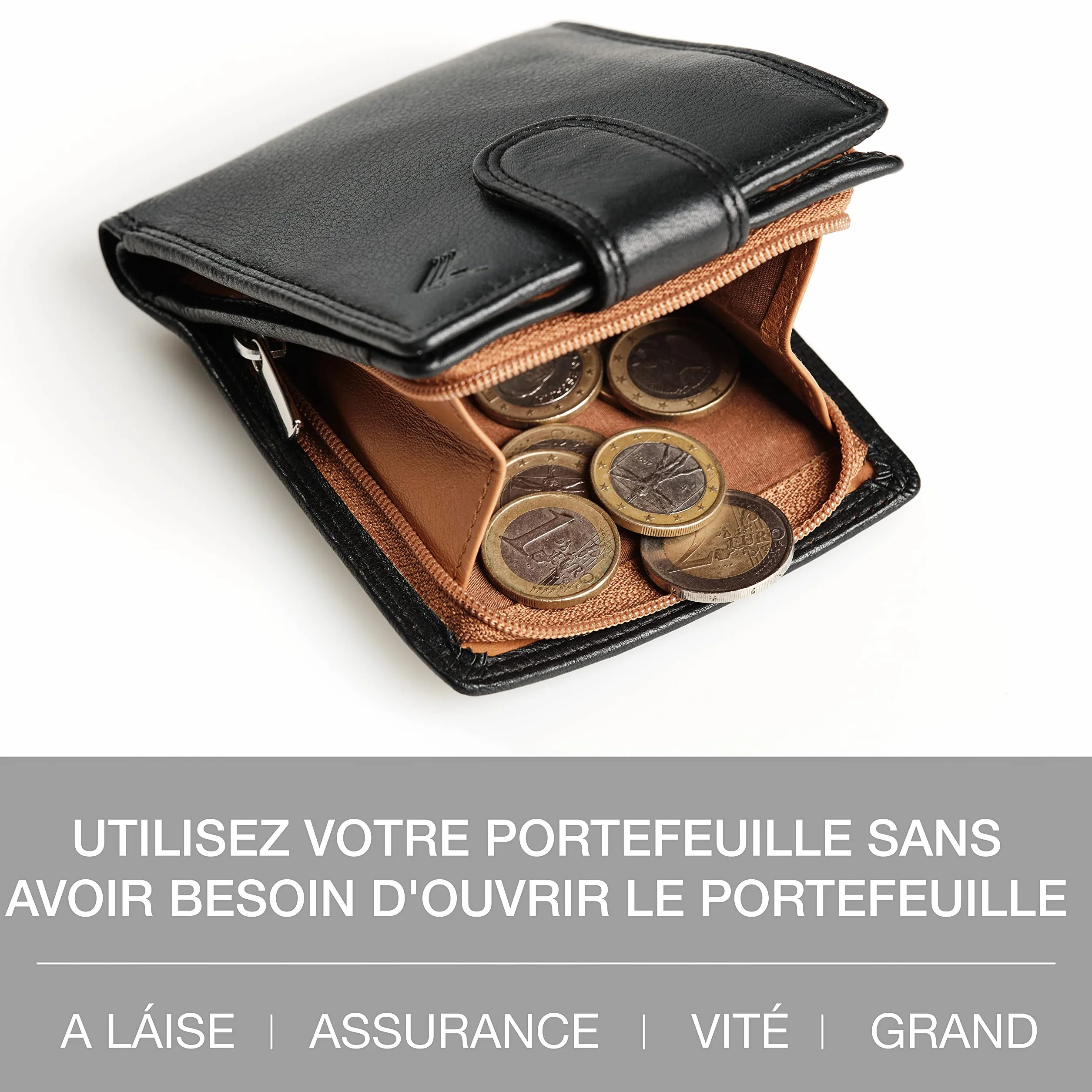 Portefeuille Homme Cuir Véritable avec Blocage RFID Grande Capacité