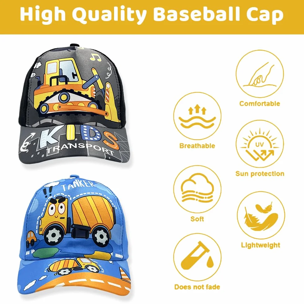 Casquettes Brodées Capybara Baseball pour Enfants en Coton Excavator Modèle Sport Outdoor