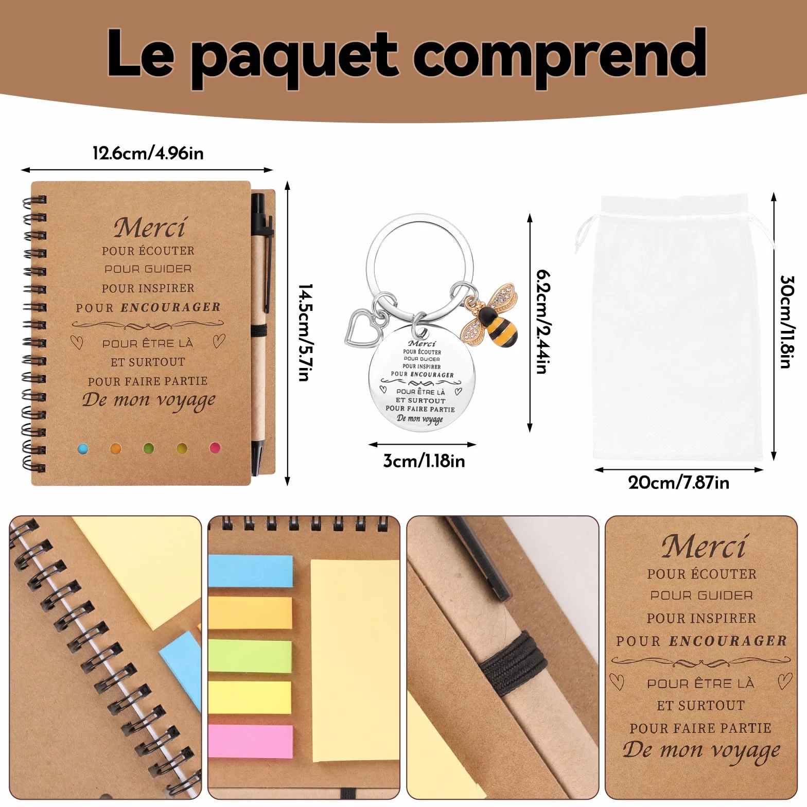 Cadeau Maîtresse d'École Original, Porte Clef Utile Professeur Retraite, Carnet Note Fin d'Année