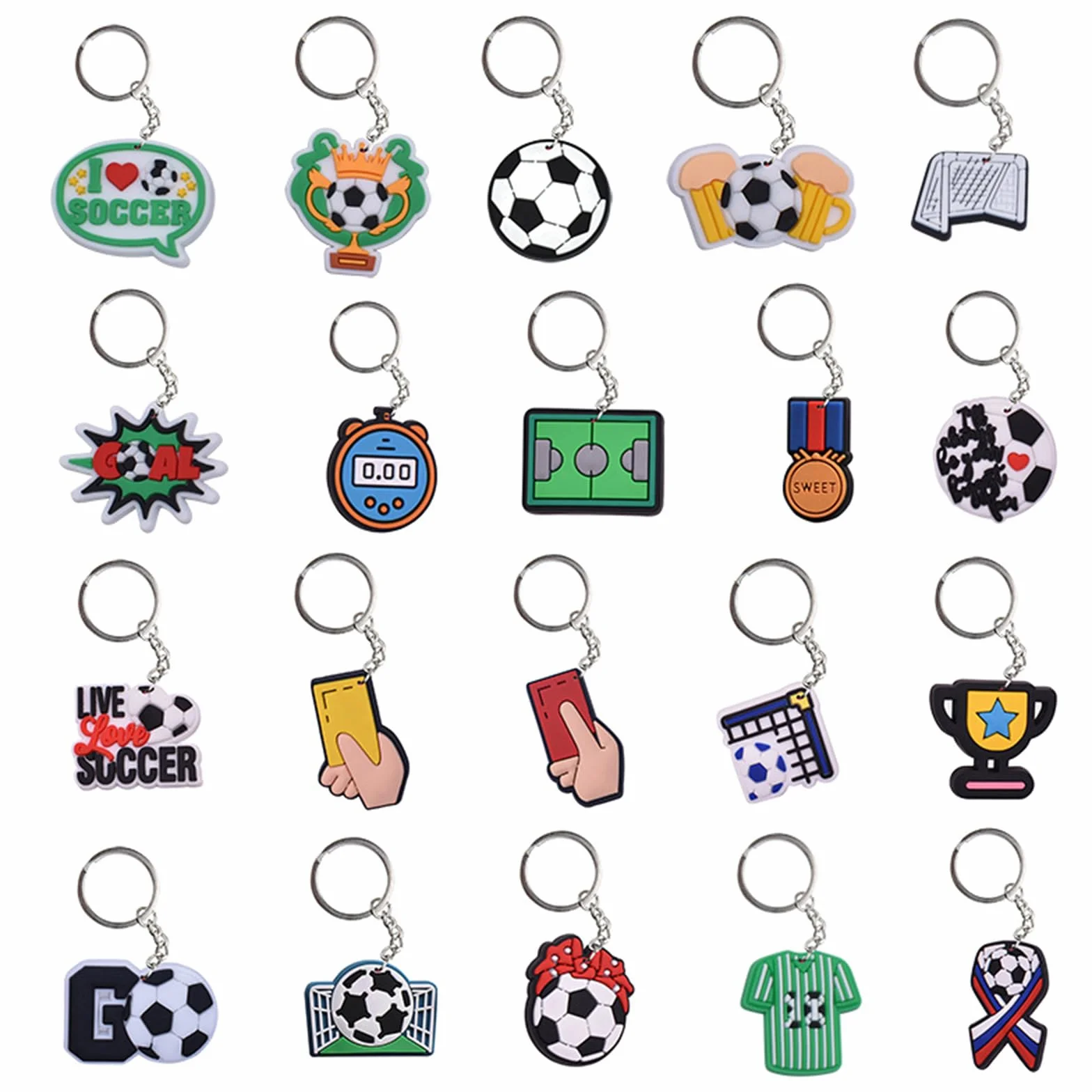 Porte-clés de Football 20 Pièces pour Fan de Sport, Cadeaux Souvenirs