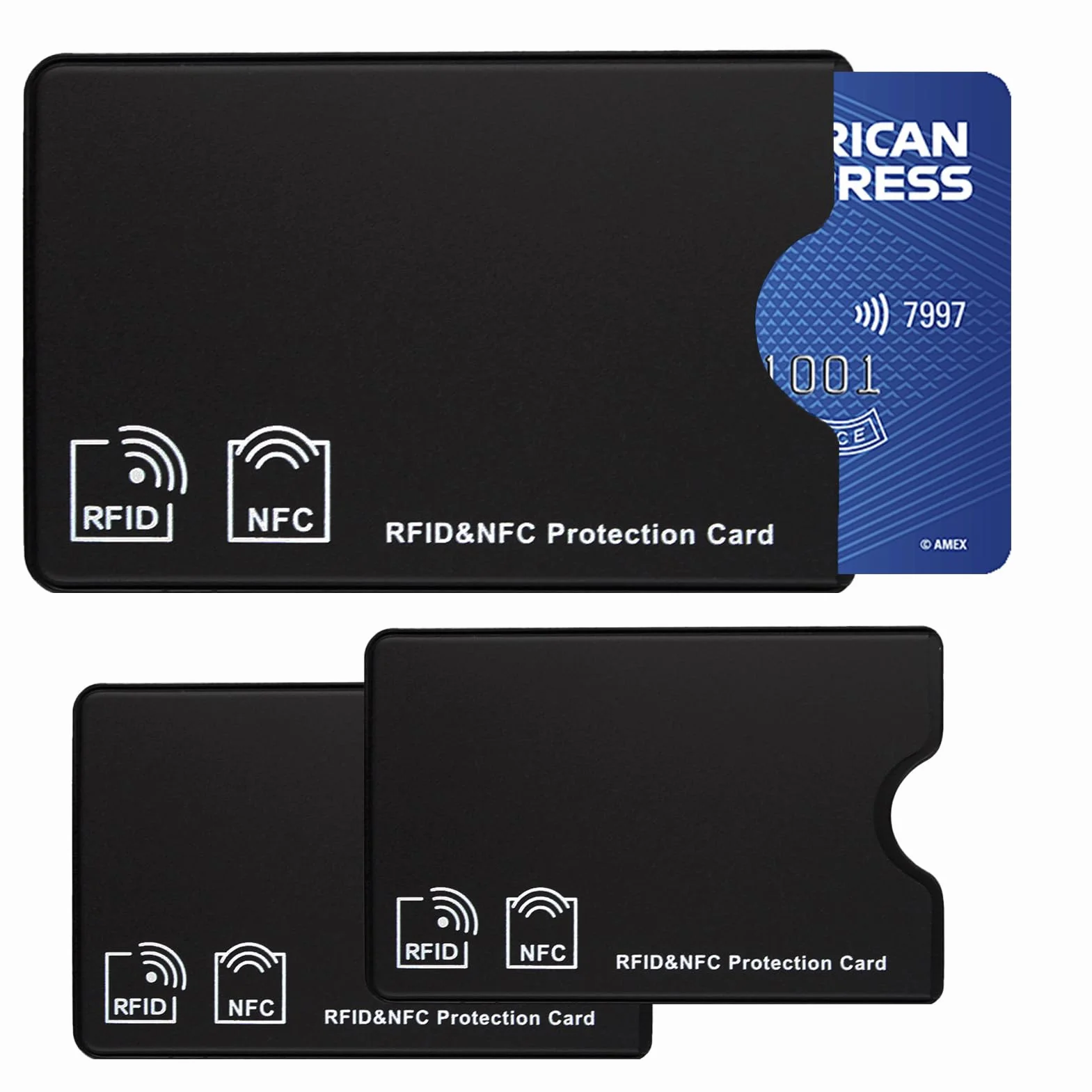 Protege Carte Bancaire Anti Piratage RFID 3 PCS 90x59mm Noir