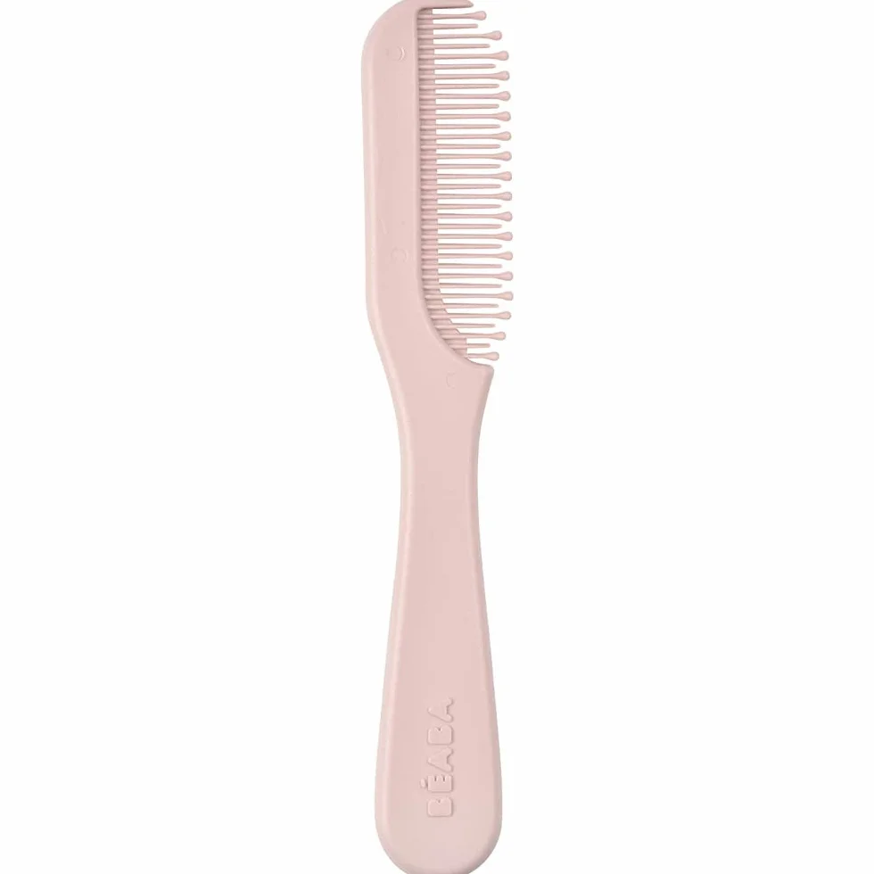 BÉABA Peigne et Brosse à Cheveux Bébé Enfant avec Rangement Intégré Old Pink