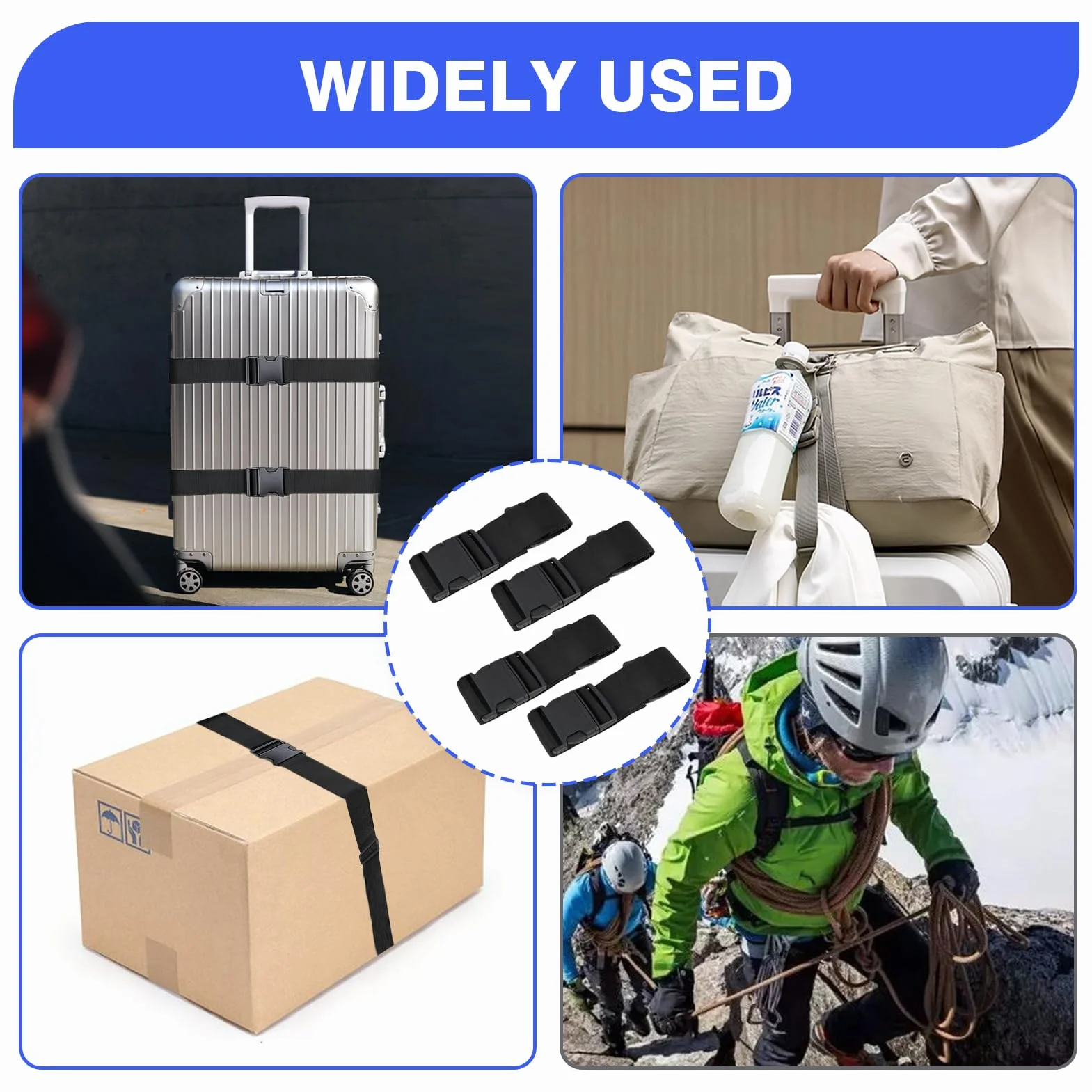 Sangles De Bagage Réglables Set De 4 Universelles 100-190 cm Ceintures De Sécurité pour Valises 20"-32" Accessoires De Voyage
