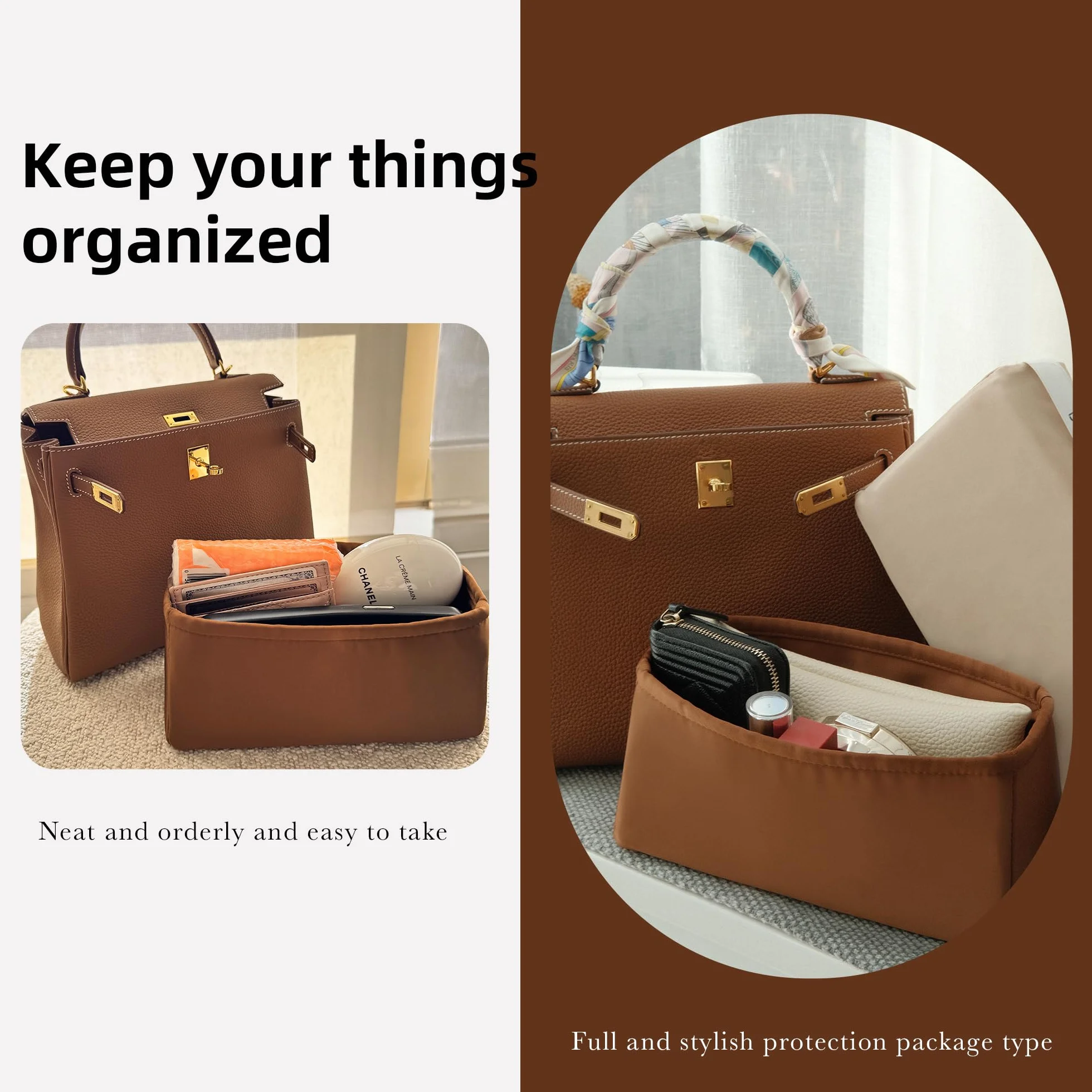Organisateur de sac à main pour Hermès Kelly 25 28 32 35, KL28 Gold