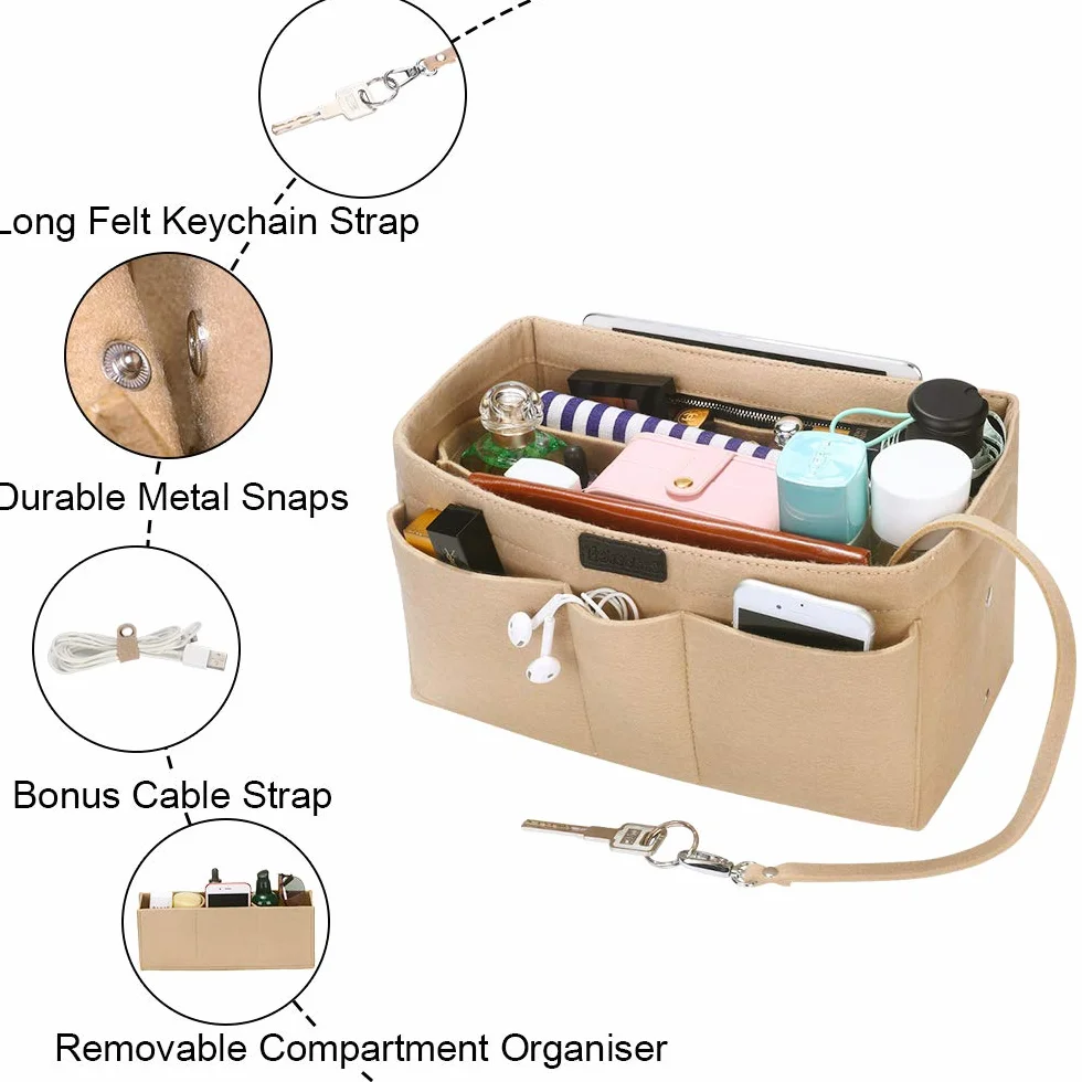 Organiseur de Sac à Main en Feutre pour Speedy 35 et Neverfull PM Beige L
