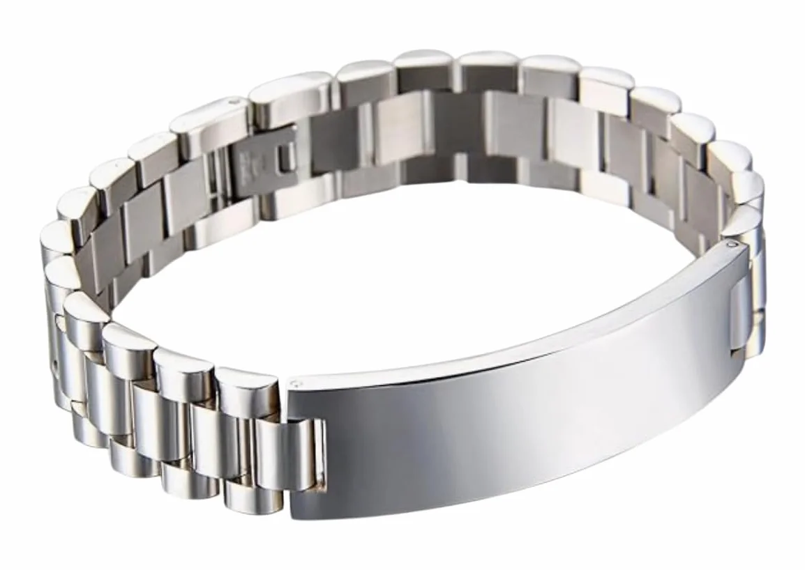 Gourmette Personnalisée Gravée en Acier Inoxydable - Bracelet Homme Cadeau Saint Valentin