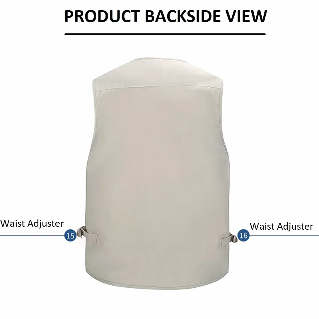 Hwalleum Homme Gilet de Plein air Multifonctionnel Grande Taille Veste sans Manches Été Respirant Séchage Rapide Multi-Poches
