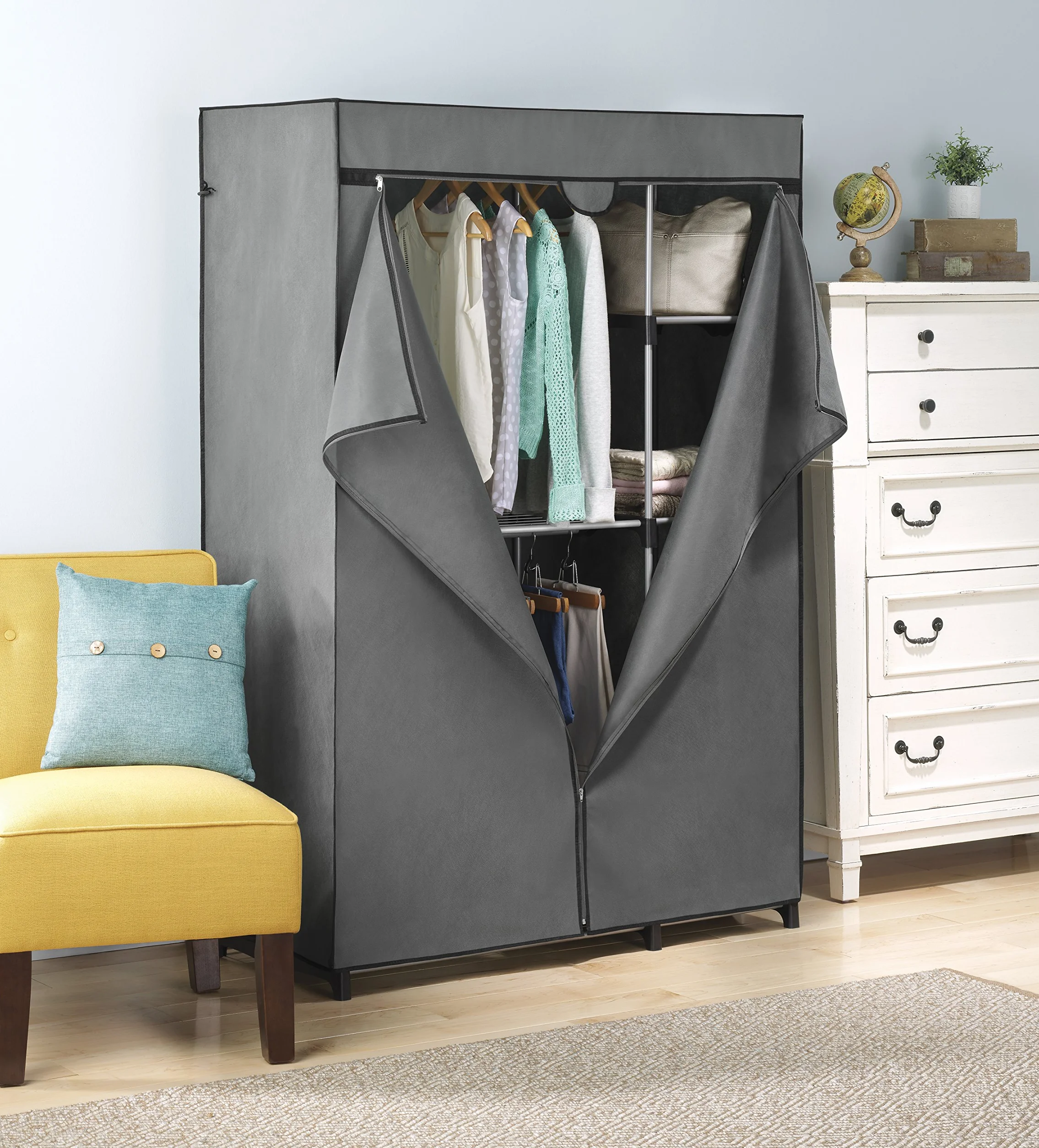 Whitmor Armoire Utilitaire de Luxe avec Housse Grise