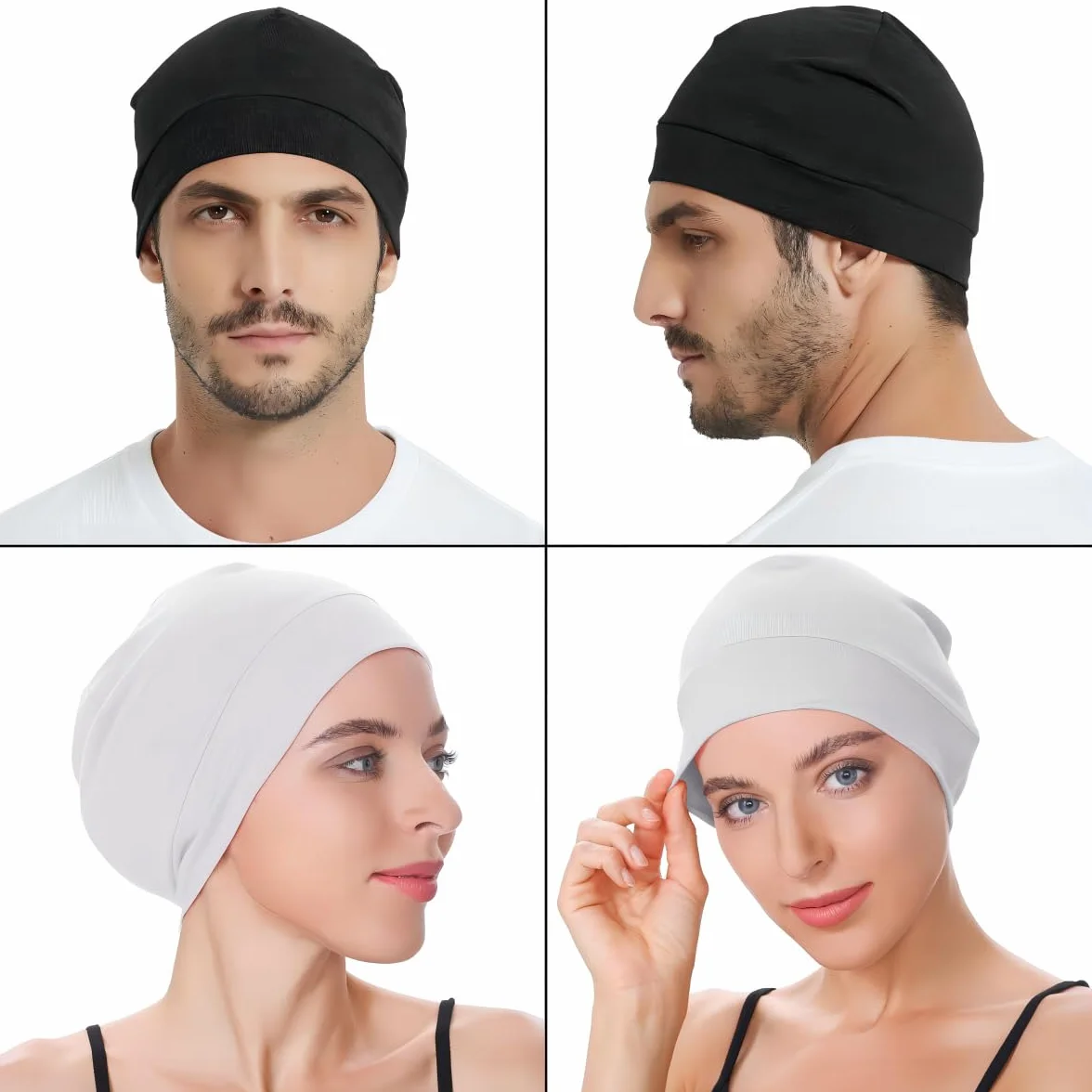 EINSKEY Bonnet de Nuit 100% Coton Fin Skull Cap pour Sport Chimio Cancer Sommeil Casque Moto