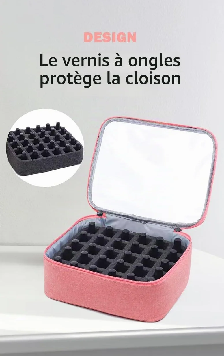 Organisateur Rangement Vernis à Ongles 30 Compartiments Rose