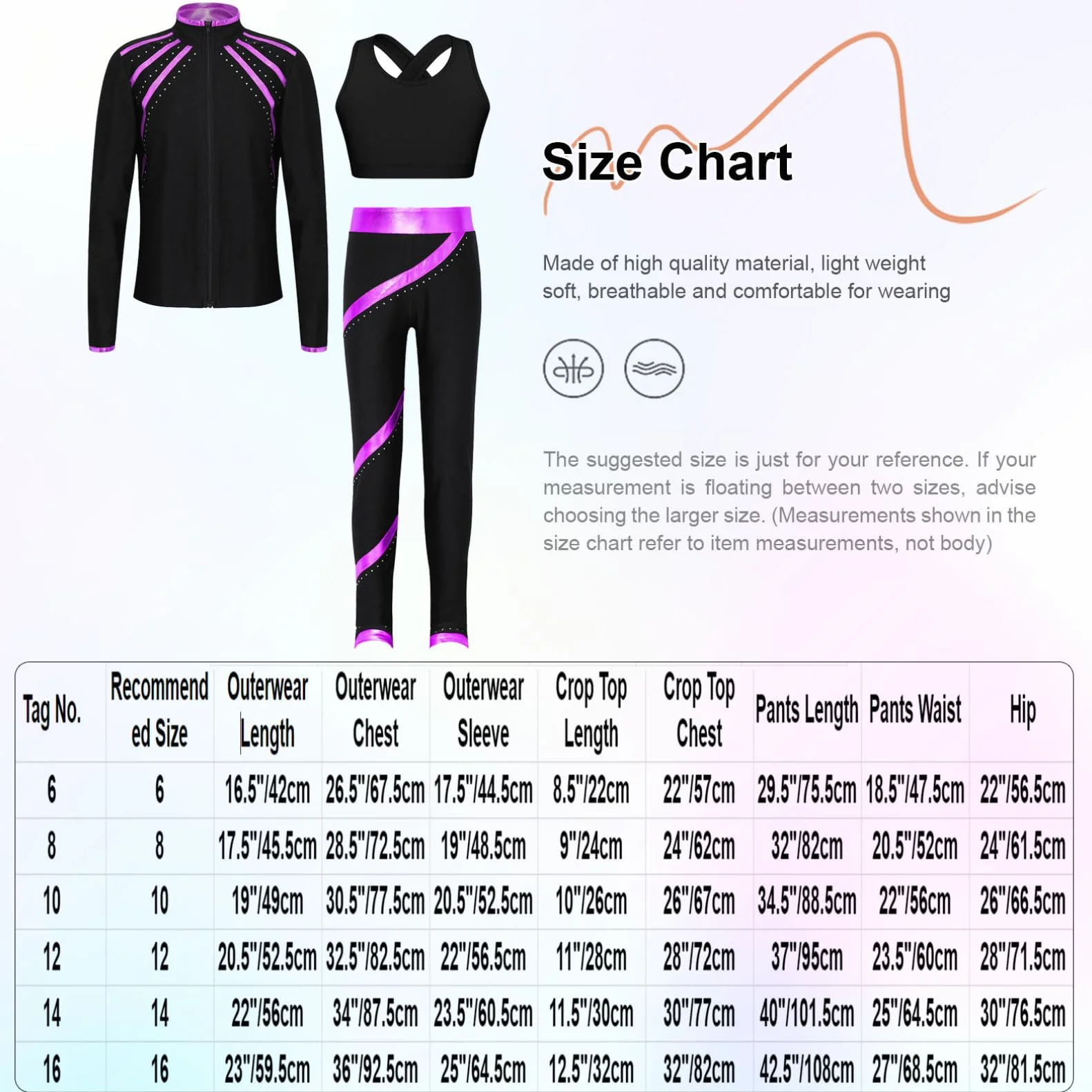 YiZYiF Fille Ensemble Patinage Artistique Paillette Veste Top Manches Longues Débardeur Pantalon Sport Gymnastique Yoga