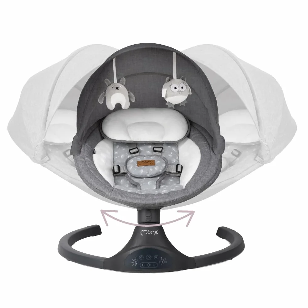MoMi KENANI Transat balancelle pliable 9 kg télécommande Bluetooth harnais 5 points pare-soleil moustiquaire