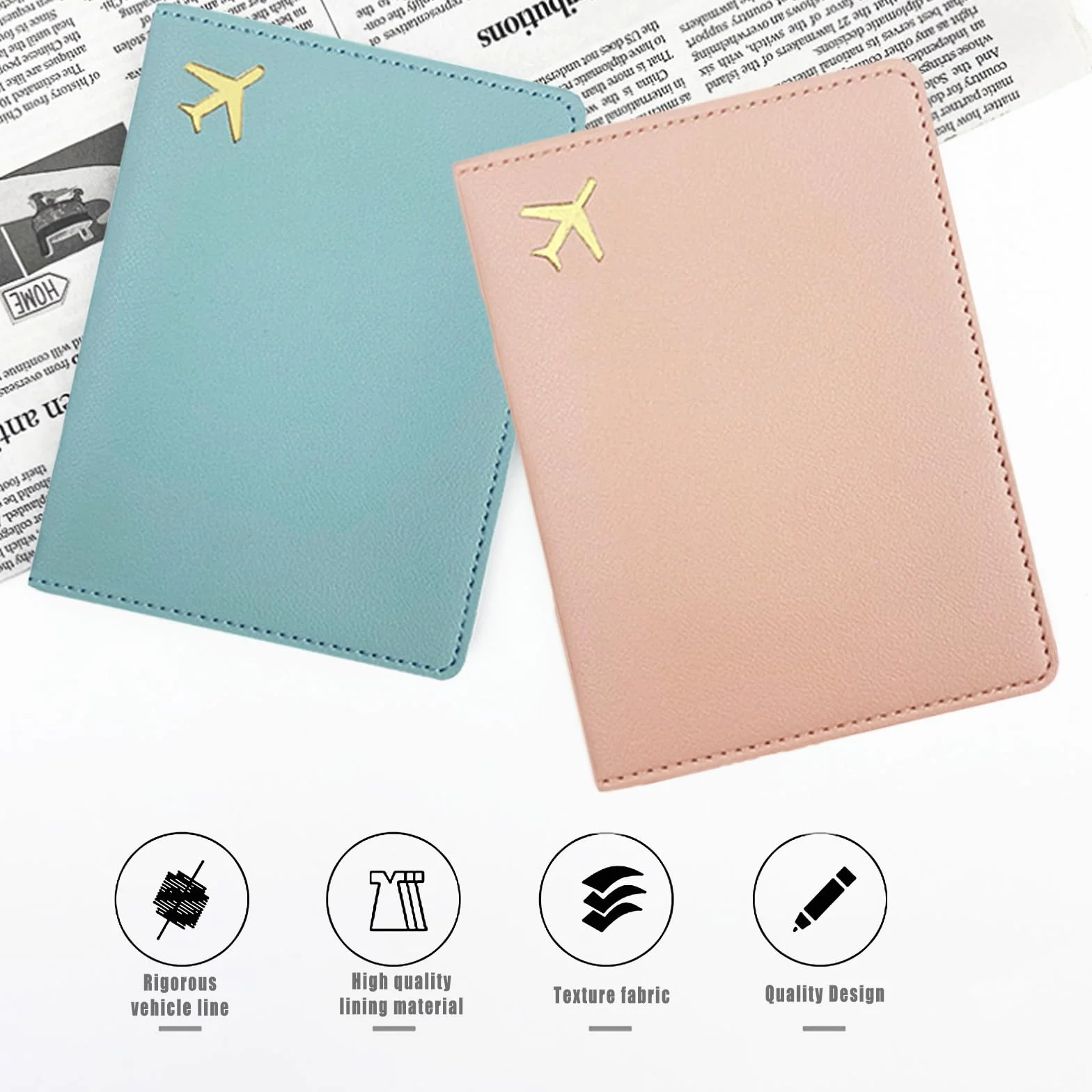 Lot de 2 Porte-passeports en Cuir Synthétique pour Documents de Voyage