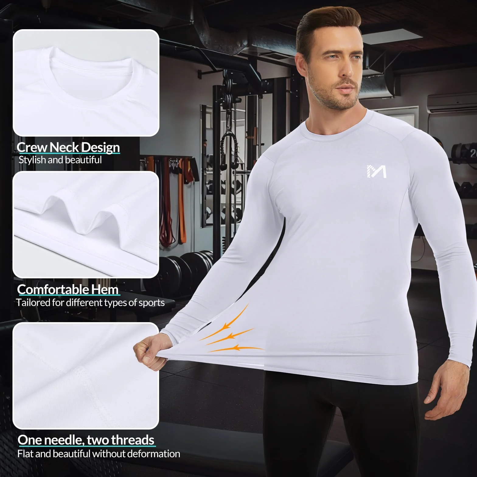 MEETWEE Hauts de Compression Anti-UV Homme Running Manches Longues UPF 50+