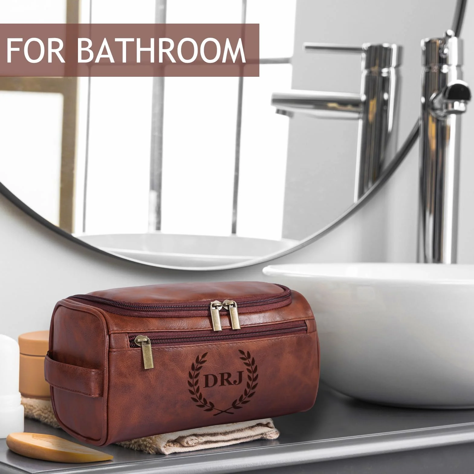 Trousse de Toilette personnalisée pour Homme, Dopp Kit de Voyage, Cadeau Initiales pour Garçons d'Honneur