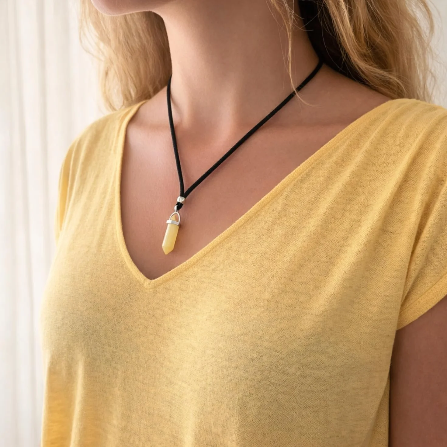 ASTER ALHELÍ Pendentif Homme et Femme avec Pierre Naturelle – Collier Sautoir Artisanal Fait Main, Bijou Bohème
