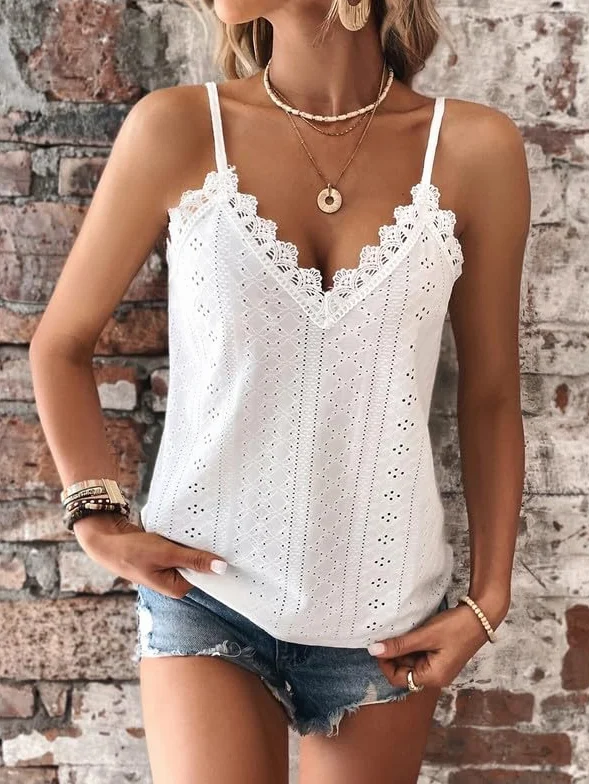 Haibang Débardeur Femme Dentelle sans Manche Top Caraco Été Chic