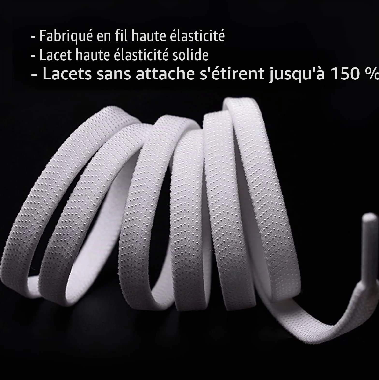 Lacets Élastiques Plats avec Fermeture en Métal Sans Nœuds pour Chaussures