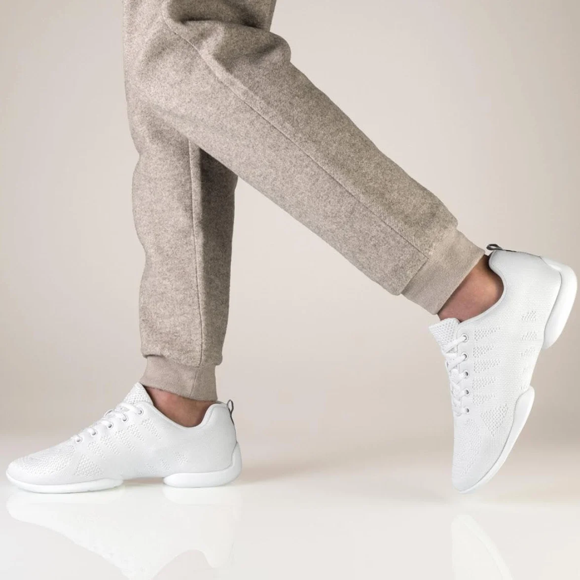Anna Kern Suny 4060 Bold Baskets de danse pour homme - Blanc tricoté - Largeur normale - Talon 1 cm - Semelle en polyuréthane divisée