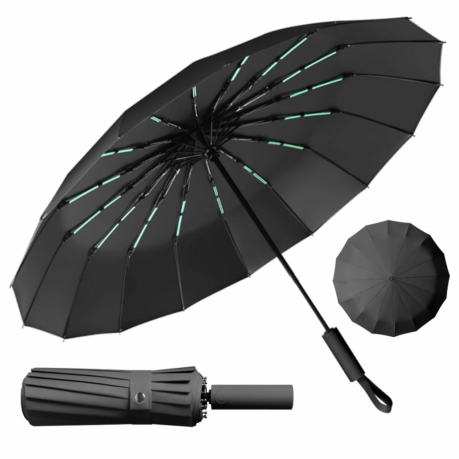LENDOO Parapluie Pliant Automatique 16 Baleines Anti-Tempête Résistant au Vent Compact Anti-UV