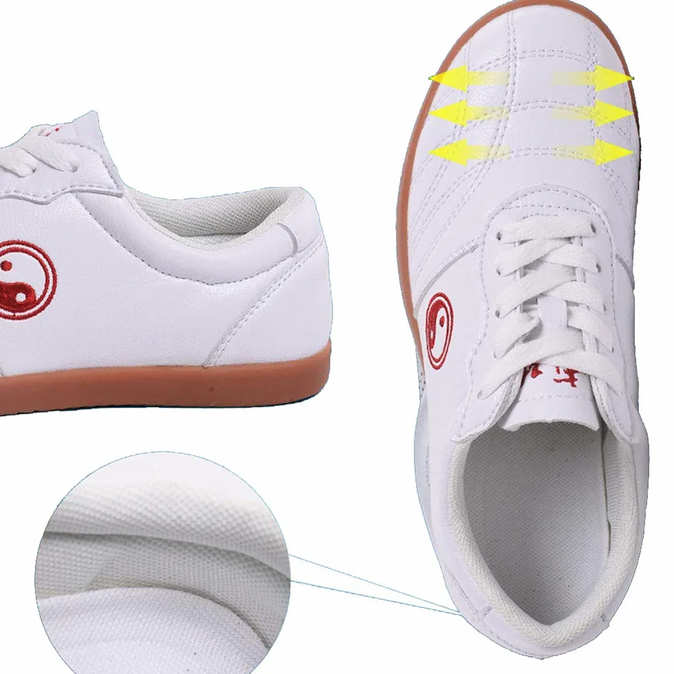 Chaussures d'Arts Martiaux Tai-Chi Baskets Kung-Fu Cuir Véritable Antidérapant Respirant Enfants Adultes