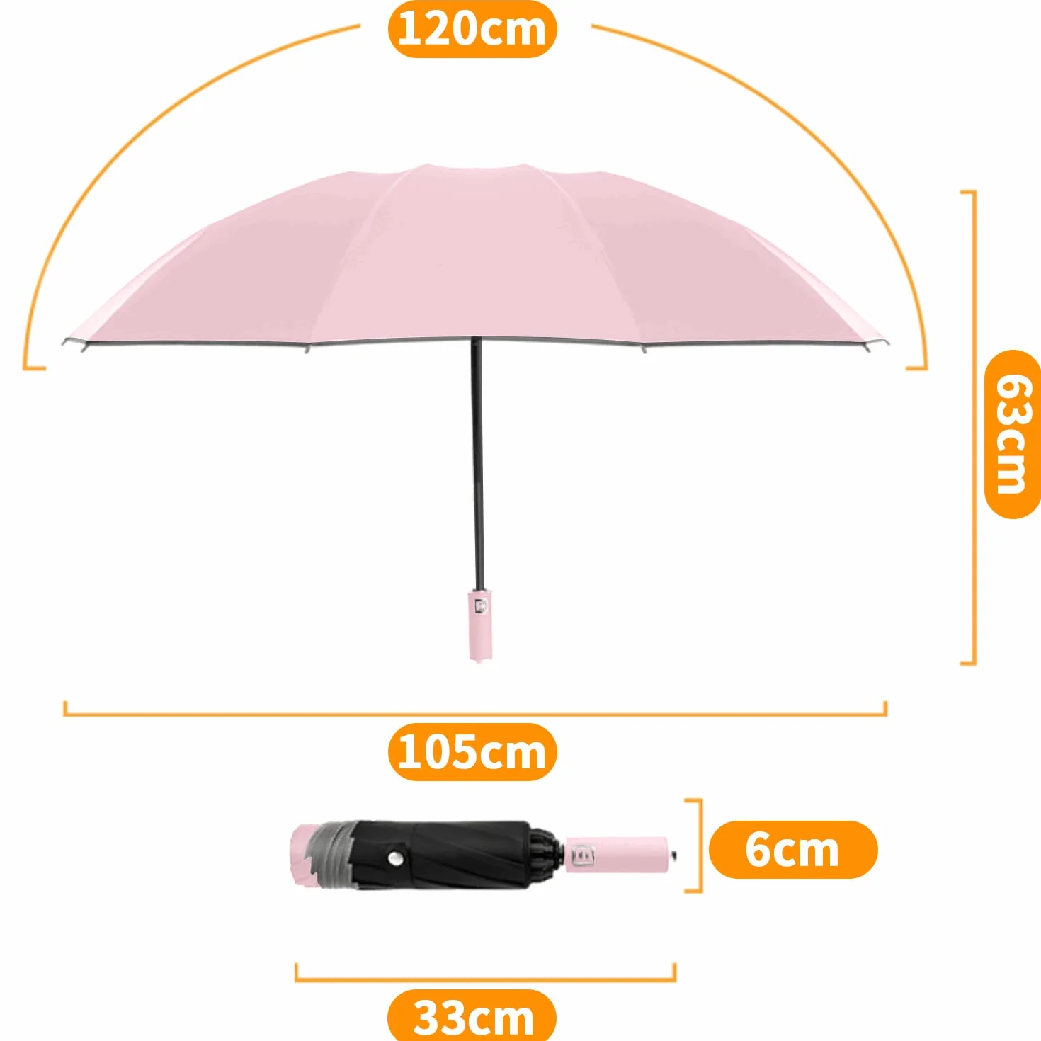 Parapluie inversé pliant automatique 10 baleines anti vent diamètre 105 cm